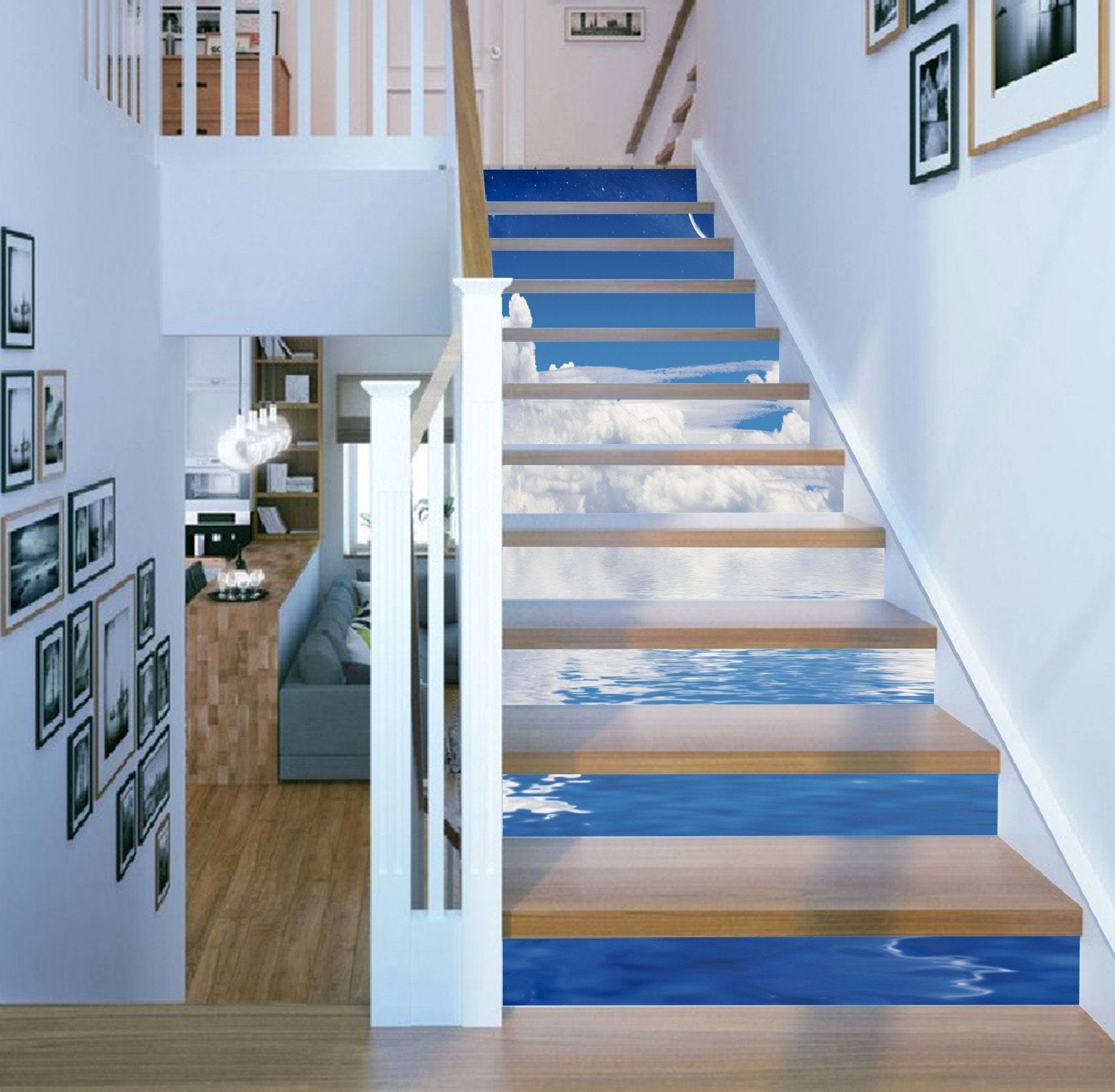 3D Sea Clouds Stars Sky 1463 Stair Risers Wallpaper AJ Wallpaper 