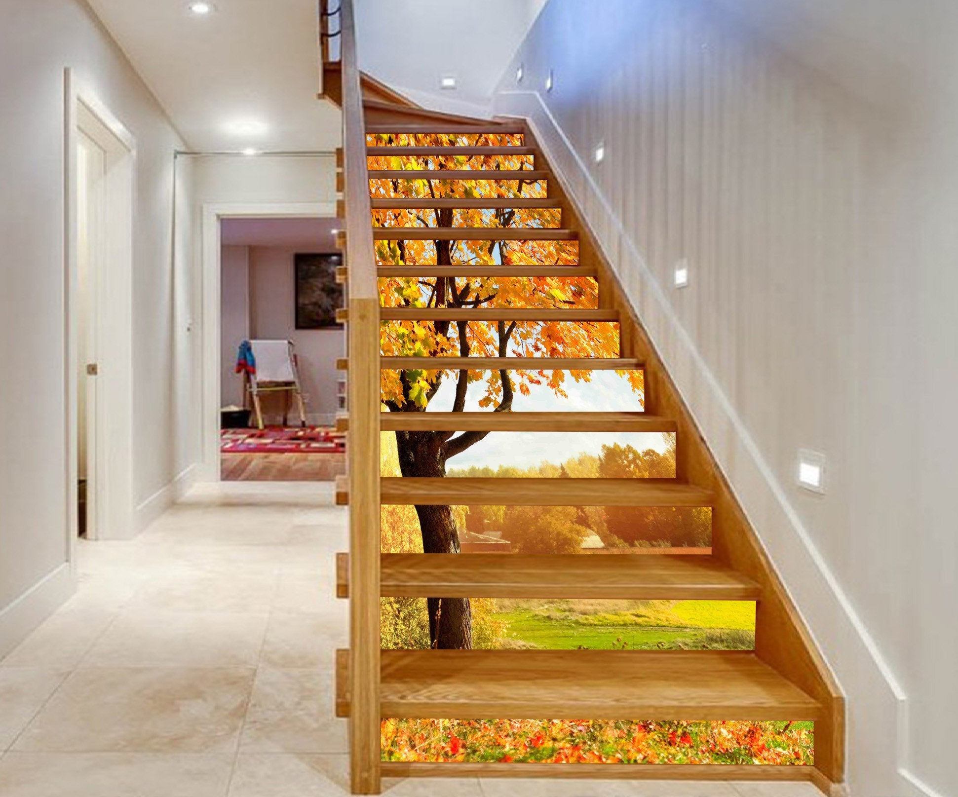 3D Bright Trees And Sunshine 710 Stair Risers Wallpaper AJ Wallpaper 