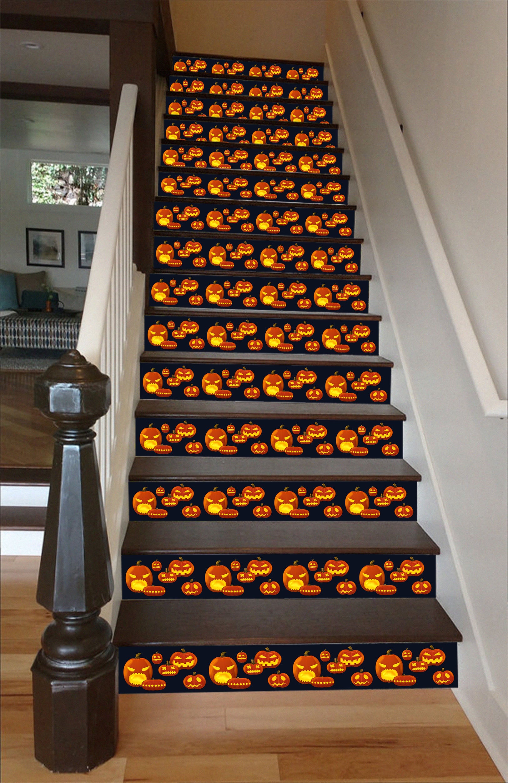 3D Emoticon Jack-o-lantern 658 Stair Risers