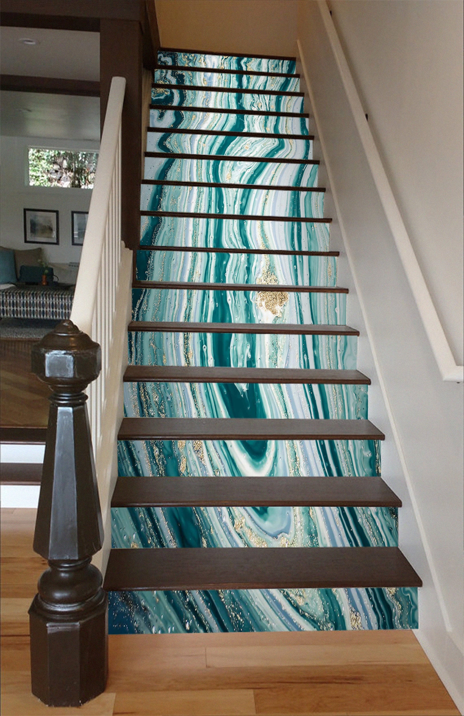 3D Blue Color Texture 268 Stair Risers