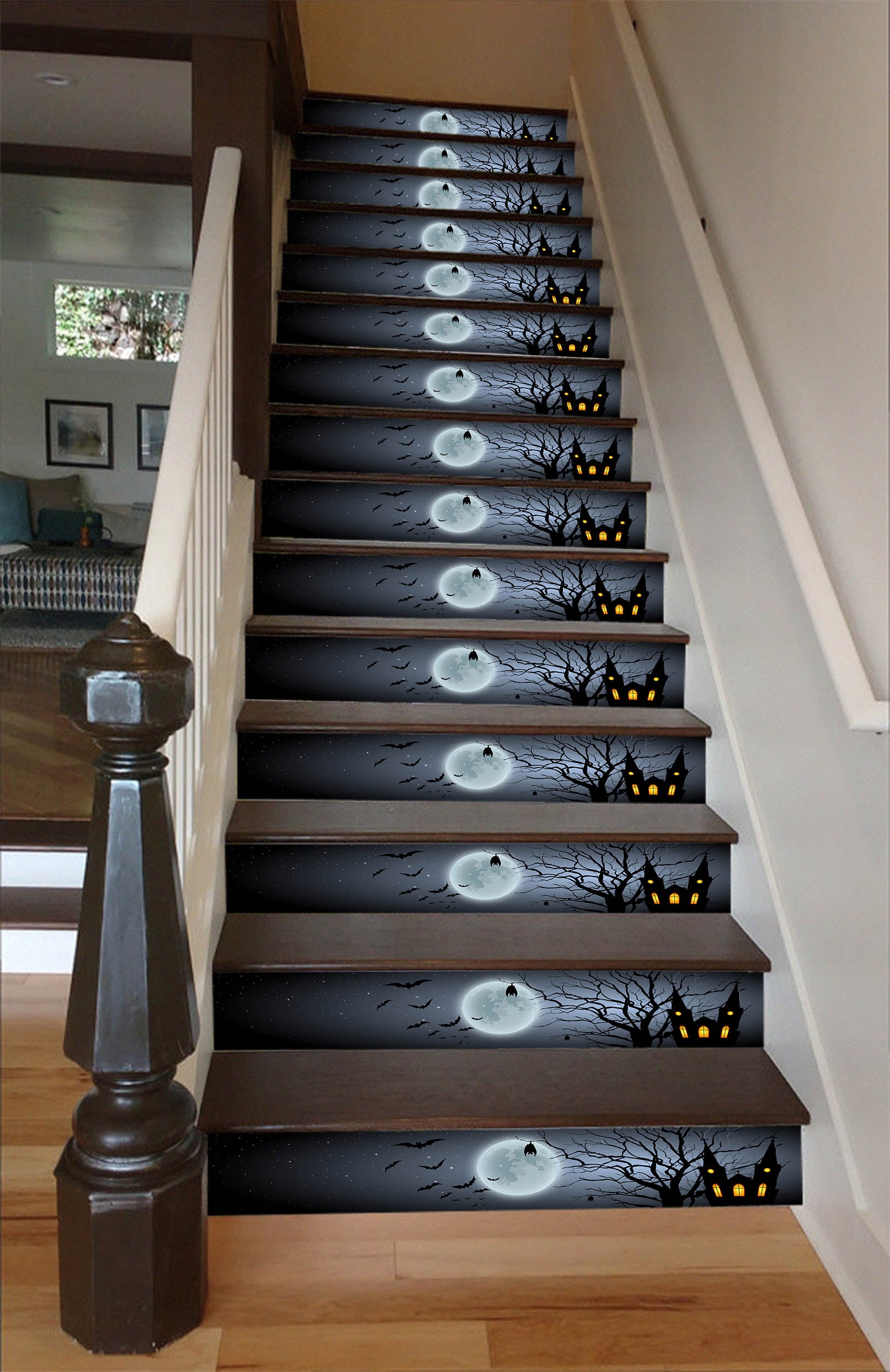 3D Silent Moonlit Night 649 Stair Risers