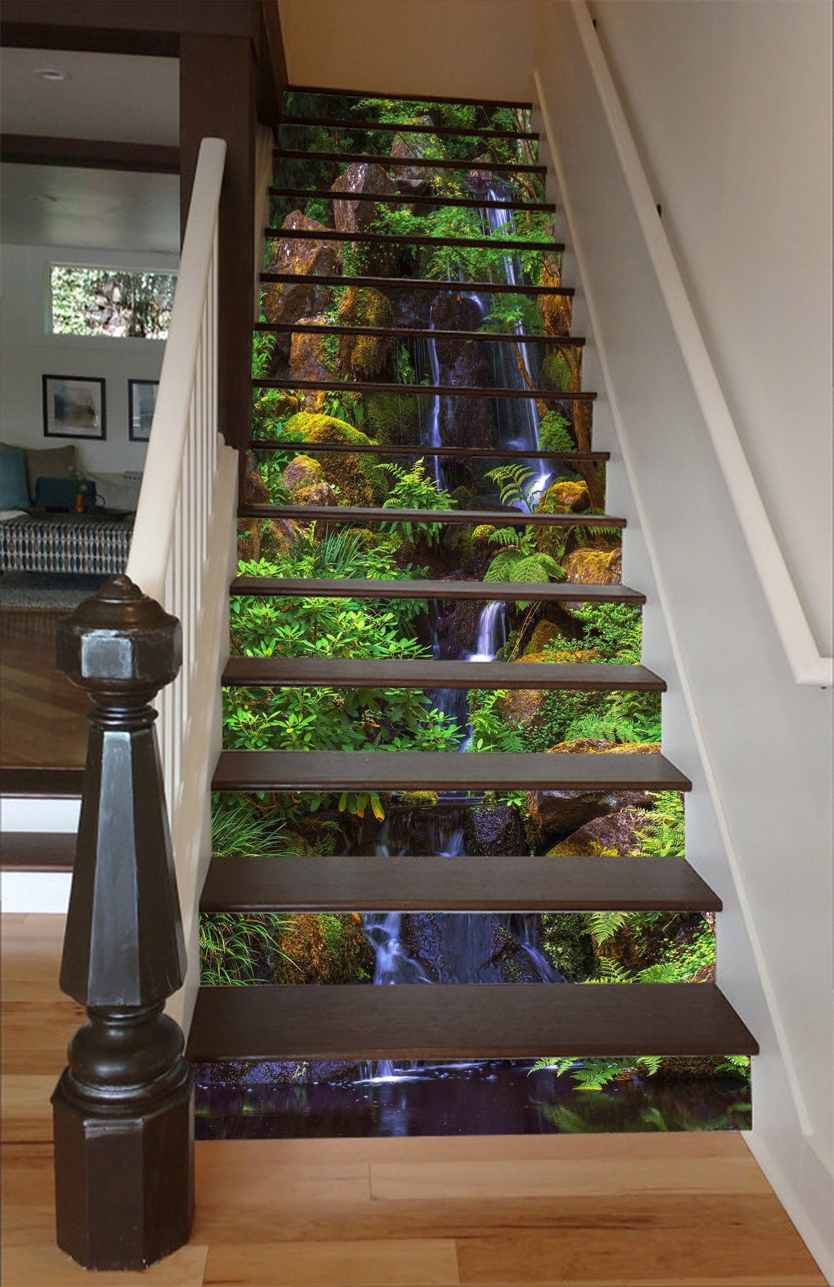 3D Rock Flowing Water 1340 Stair Risers Wallpaper AJ Wallpaper 