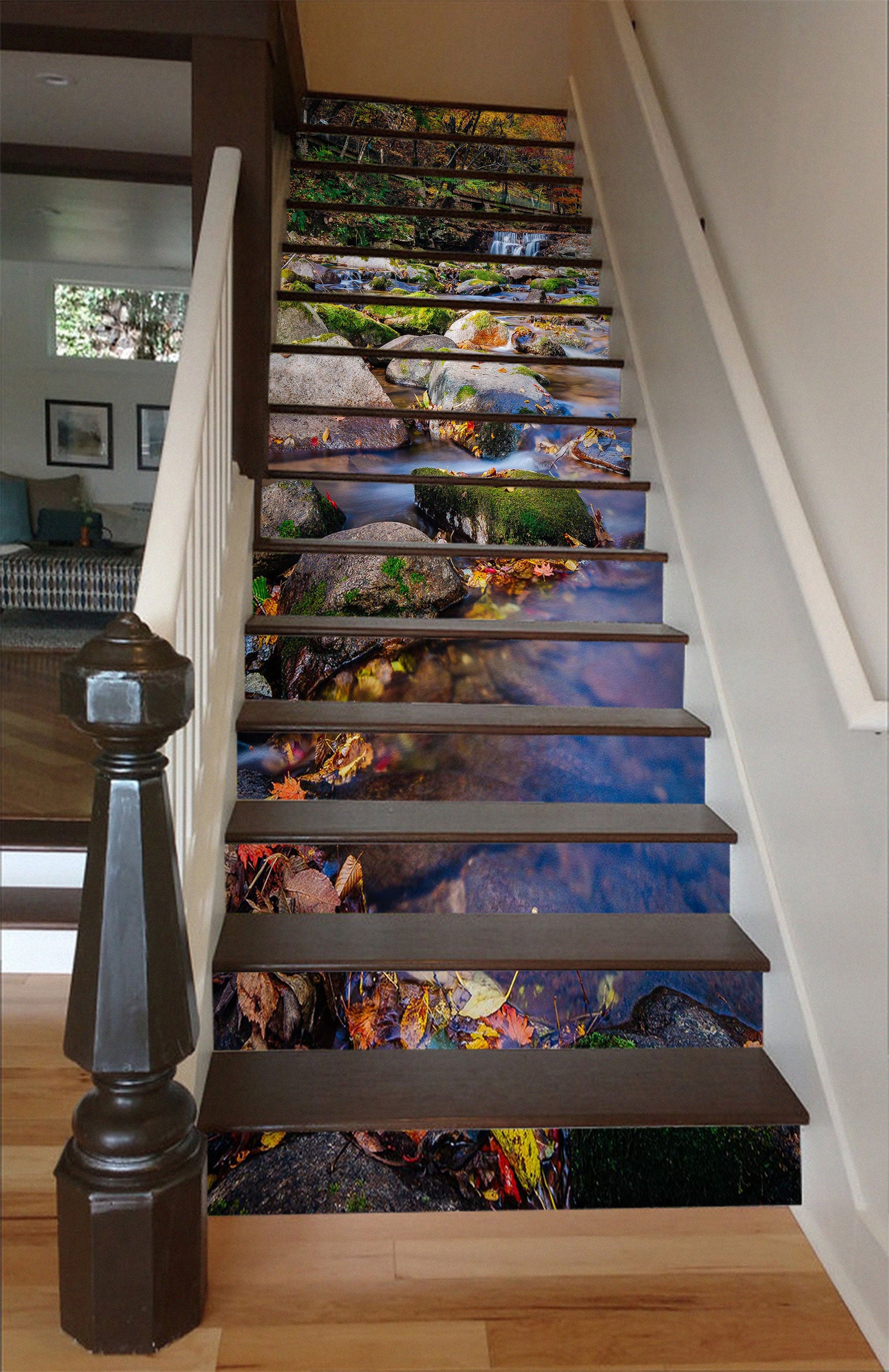 3D River Bottom Leaves 240 Stair Risers