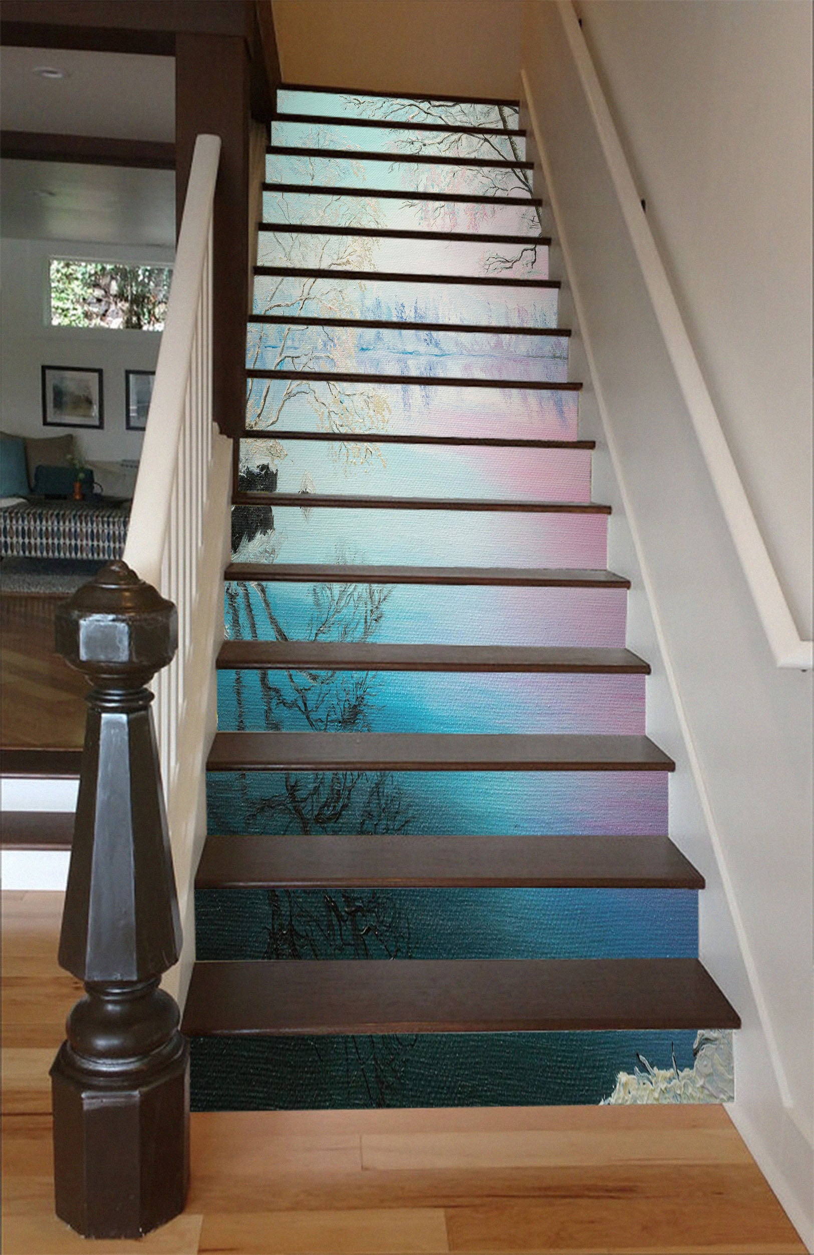 3D Snow Tree Lake 8828 Marina Zotova Stair Risers