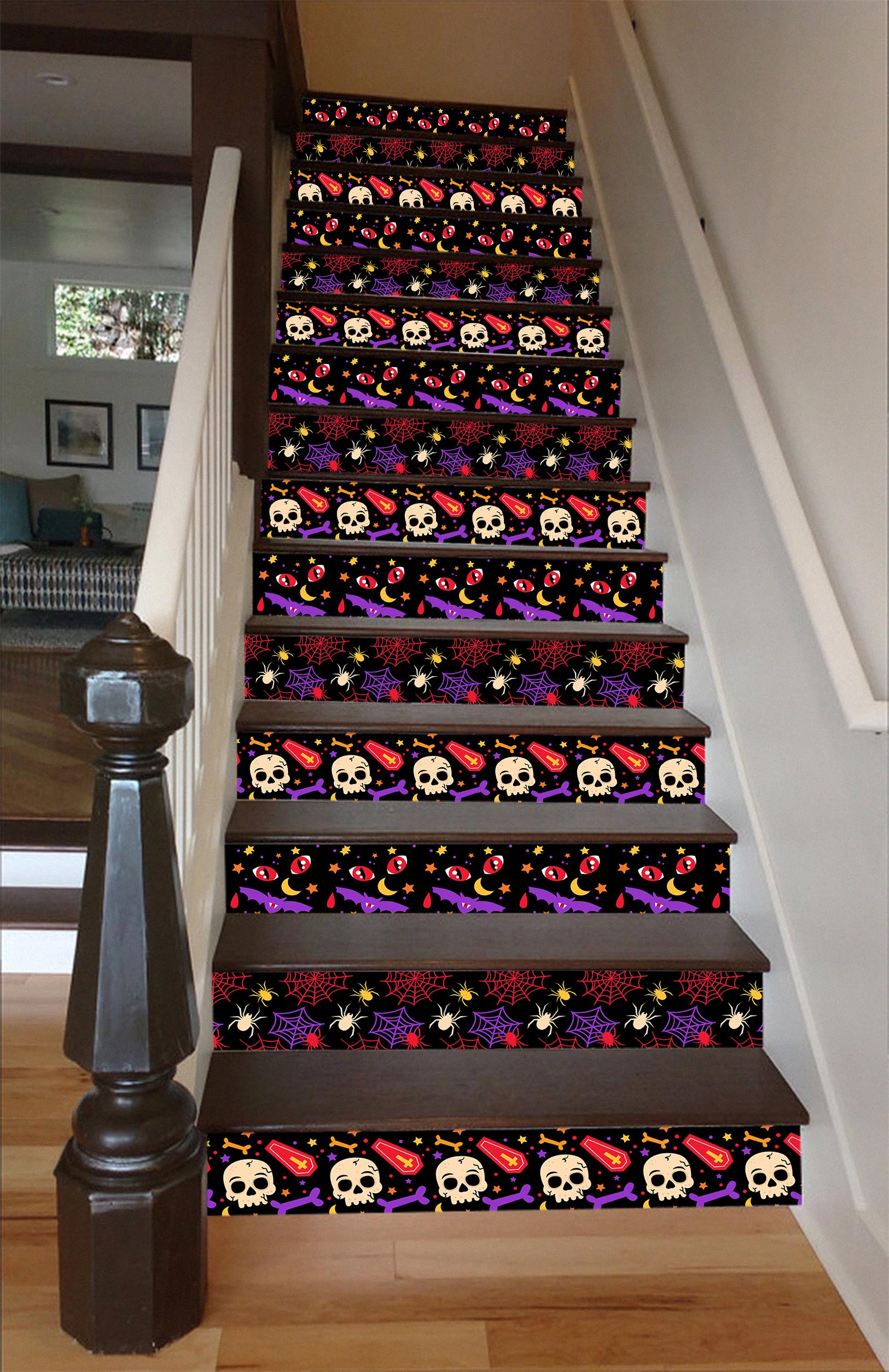 3D Skull Halloween 655 Stair Risers