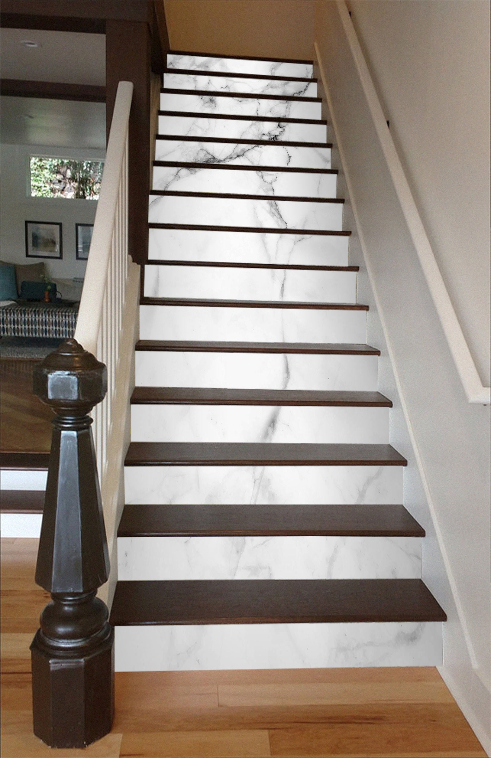 3D Simple White Texture 450 Stair Risers