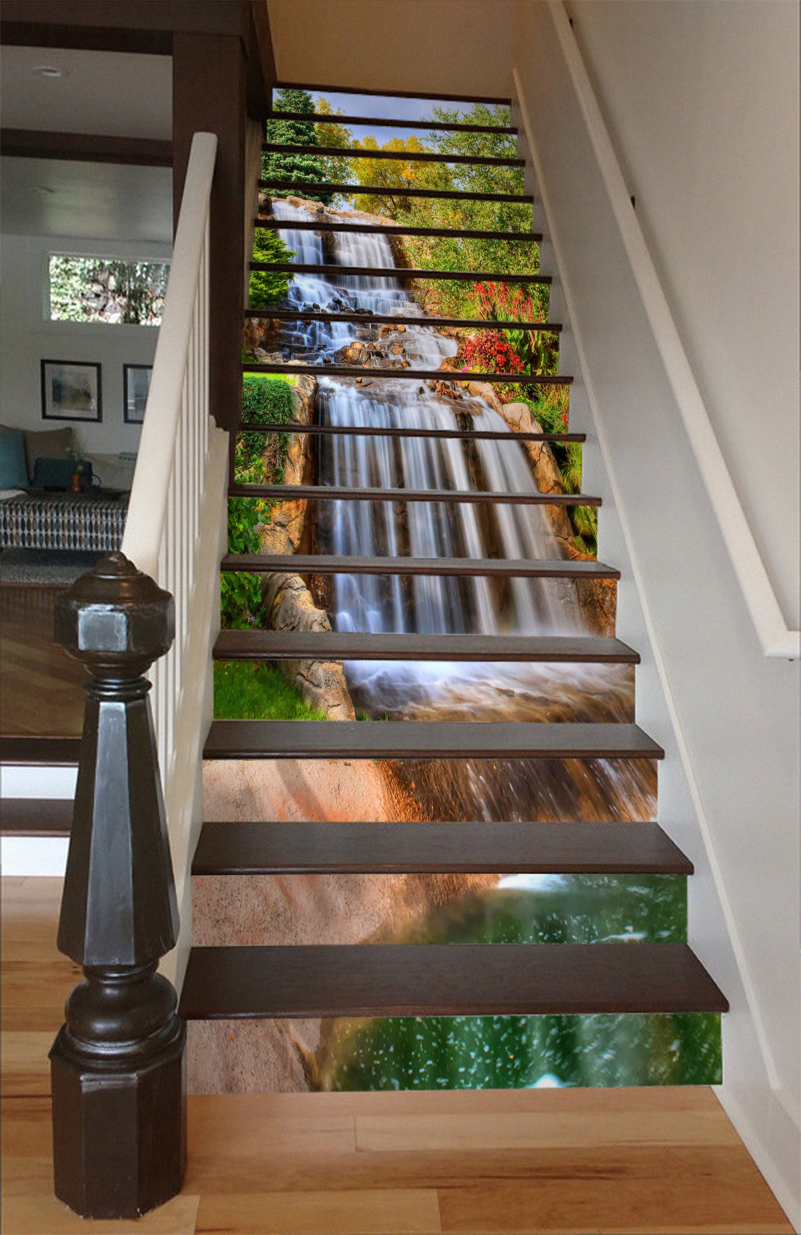 3D Steep Waterfall 046 Stair Risers