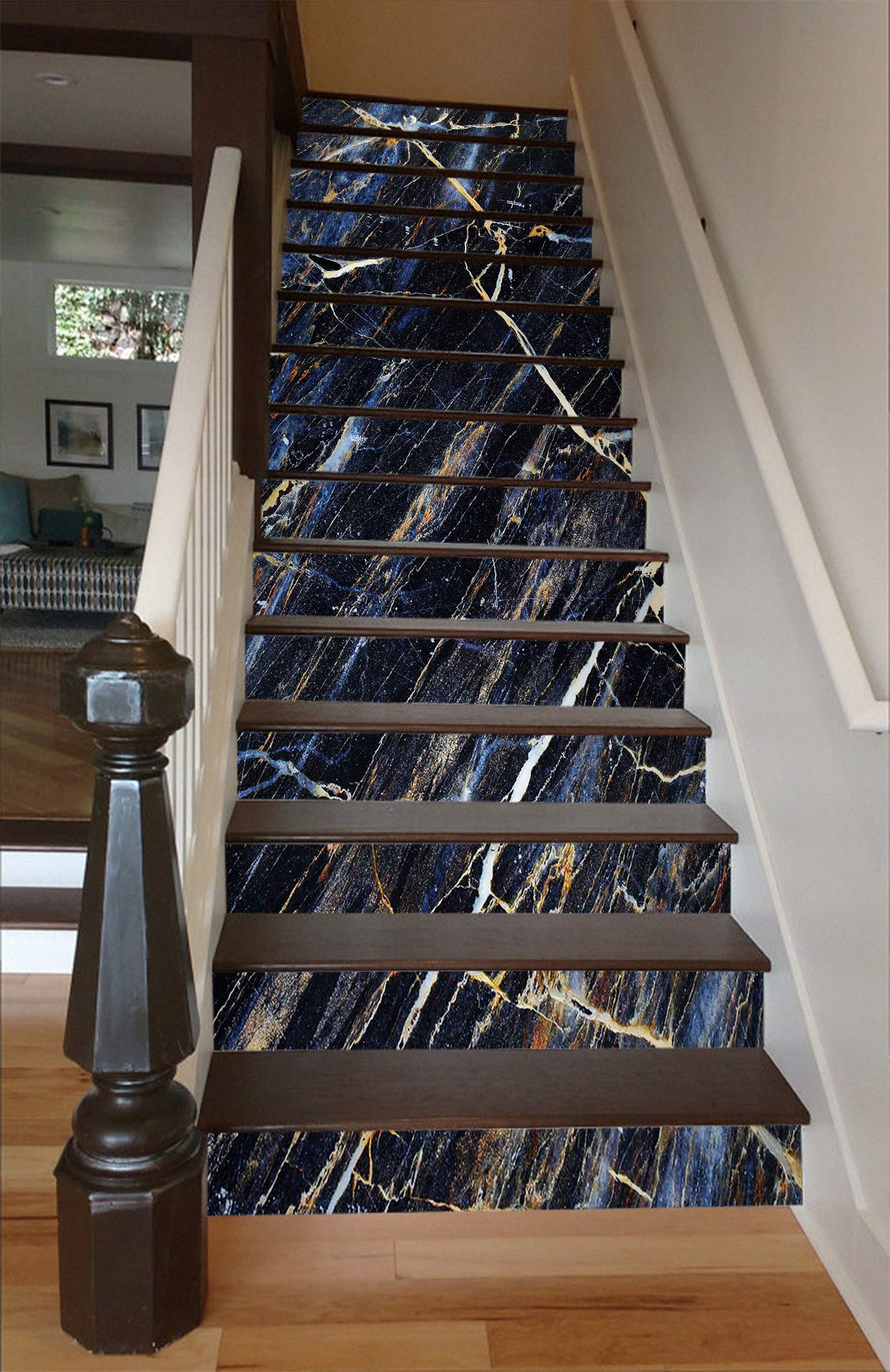 3D Black Cracked Texture 460 Stair Risers