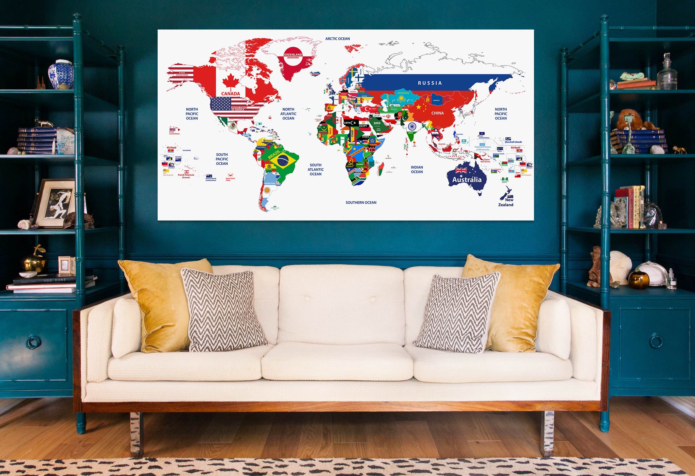 3D Color Graffiti 260 World Map Wall Sticker