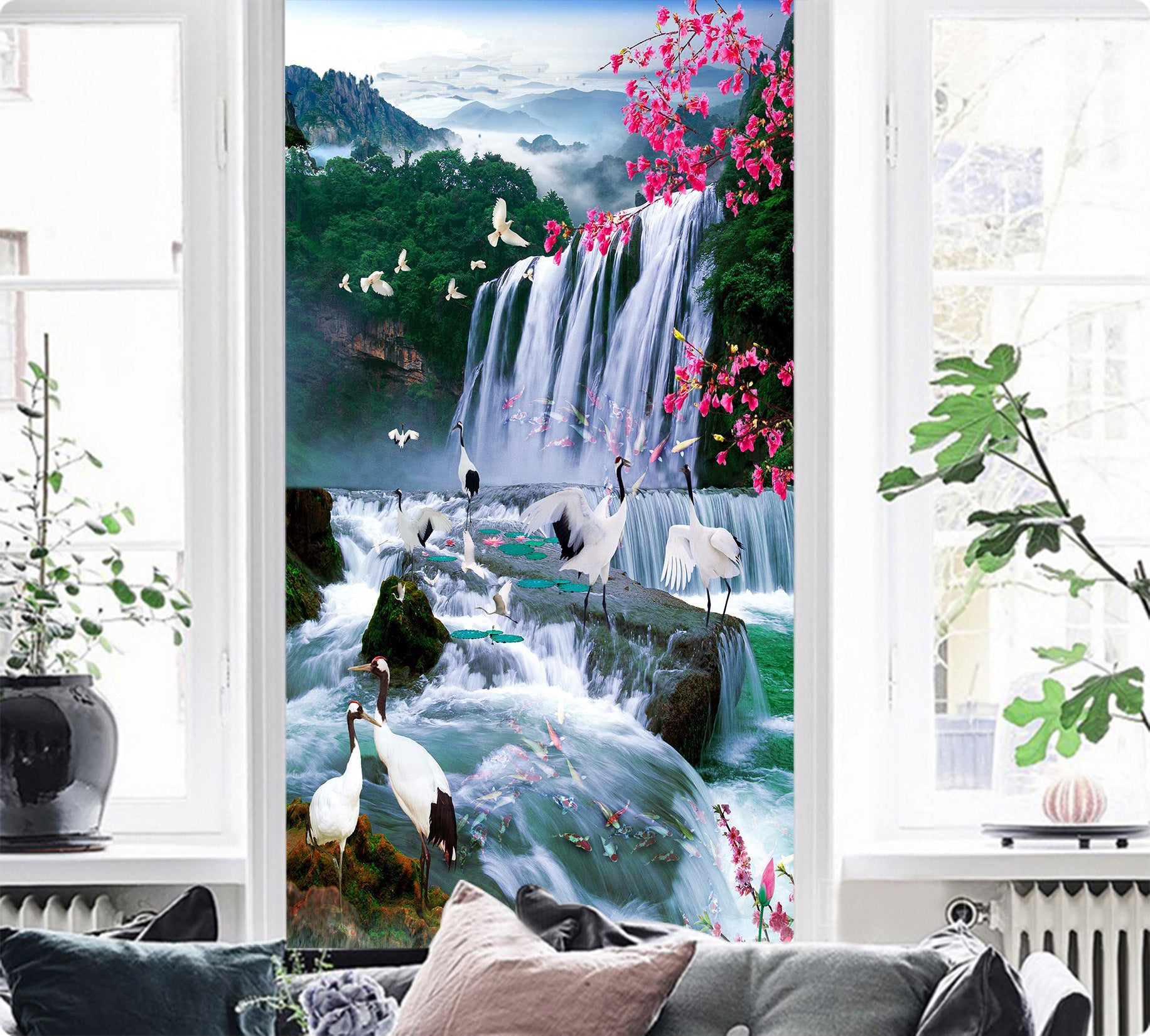 3D Mountain Waterfall 1532 Wall Murals