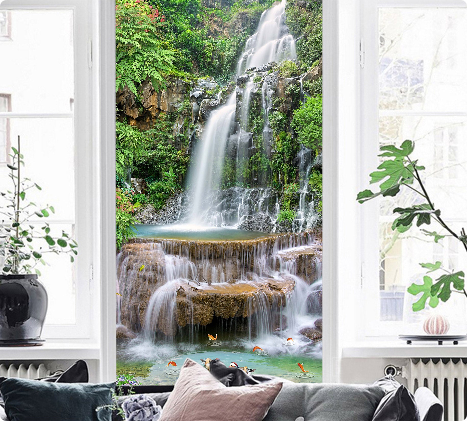 3D Forest Waterfall 1539 Wall Murals