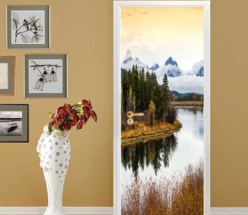 3D fresh waterinverted image trees door mural Wallpaper AJ Wallpaper 