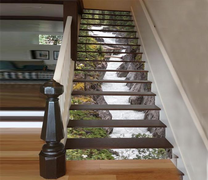 3D Maligne River Stair Risers Wallpaper AJ Wallpaper 