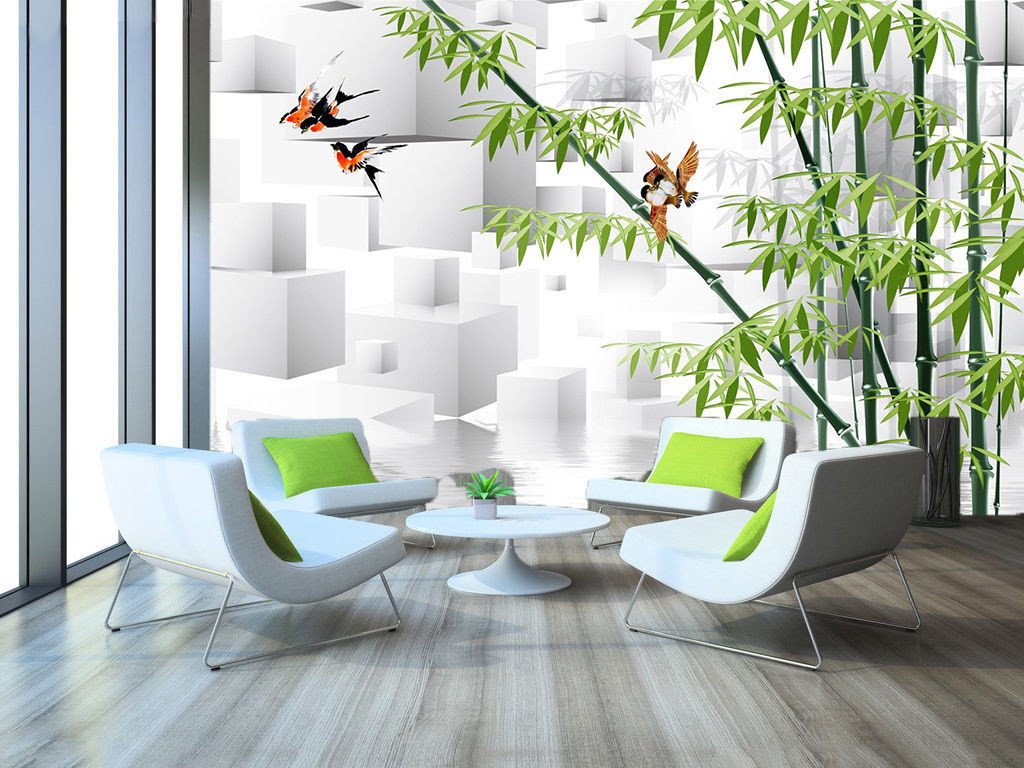 3D Beautiful Bamboo Tree 8 Wall Paper 7m(w) x 2.4m(h) AJ Wallpaper 