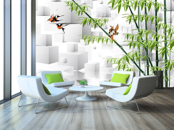 3D Beautiful Bamboo Tree 8 Wall Paper 7m(w) x 2.4m(h) AJ Wallpaper 