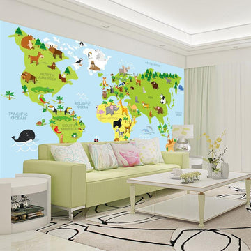 3D world map animal ocean Wall Paper 300cm wide by 227cm high IN VINYL AJ Wallpaper 
