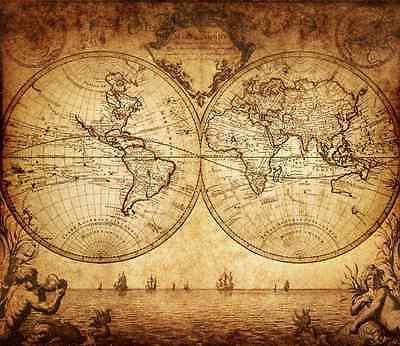 3D Vintage World Map 1 WallPaper 372.5cm wide by 235cm height. AJ Wallpaper 