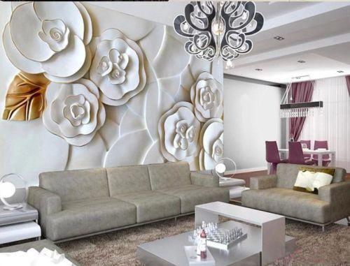 3D White Embossed Flowers 12 Feet High and 11.5 Feet Wide. + 3D Black Horse 990 WallPaper 12 feet Height - by - 17.5 feet wide ALL IN WOVEN PAPER AJ Wallpaper 