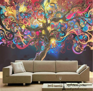 3D Colourful Abstrac Wall Paper 230cm x 245cm(WvH) woven paper cut 3 piece AJ Wallpaper 