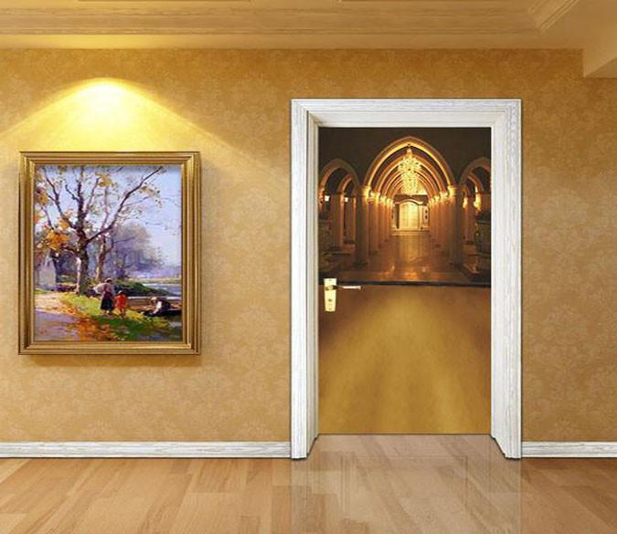 3D luxurious arch corridor door mural Wallpaper AJ Wallpaper 