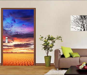 3D desert sunset sky door mural Wallpaper AJ Wallpaper 