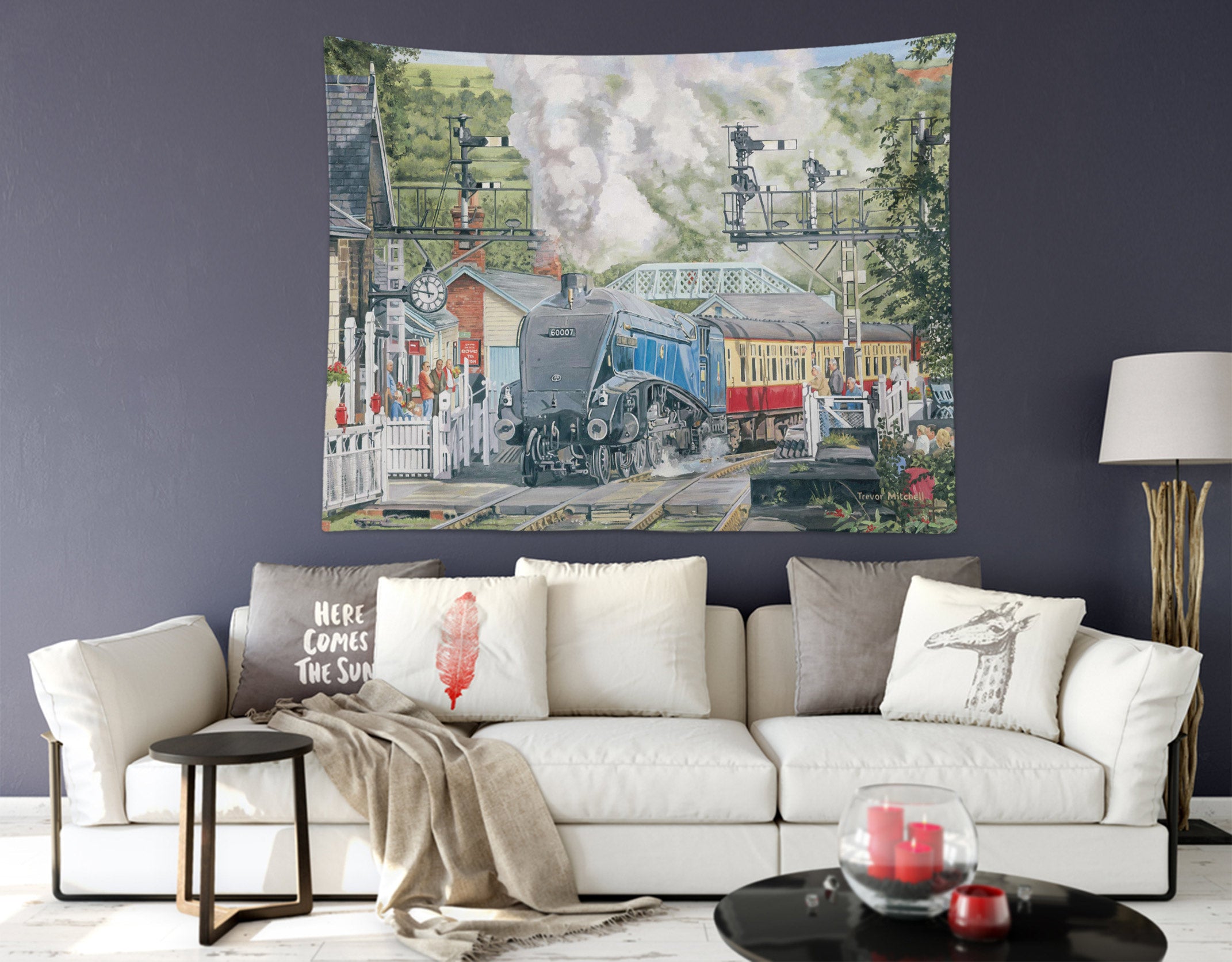 3D Houses Train 11280 Trevor Mitchell Tapestry Hanging Cloth Hang