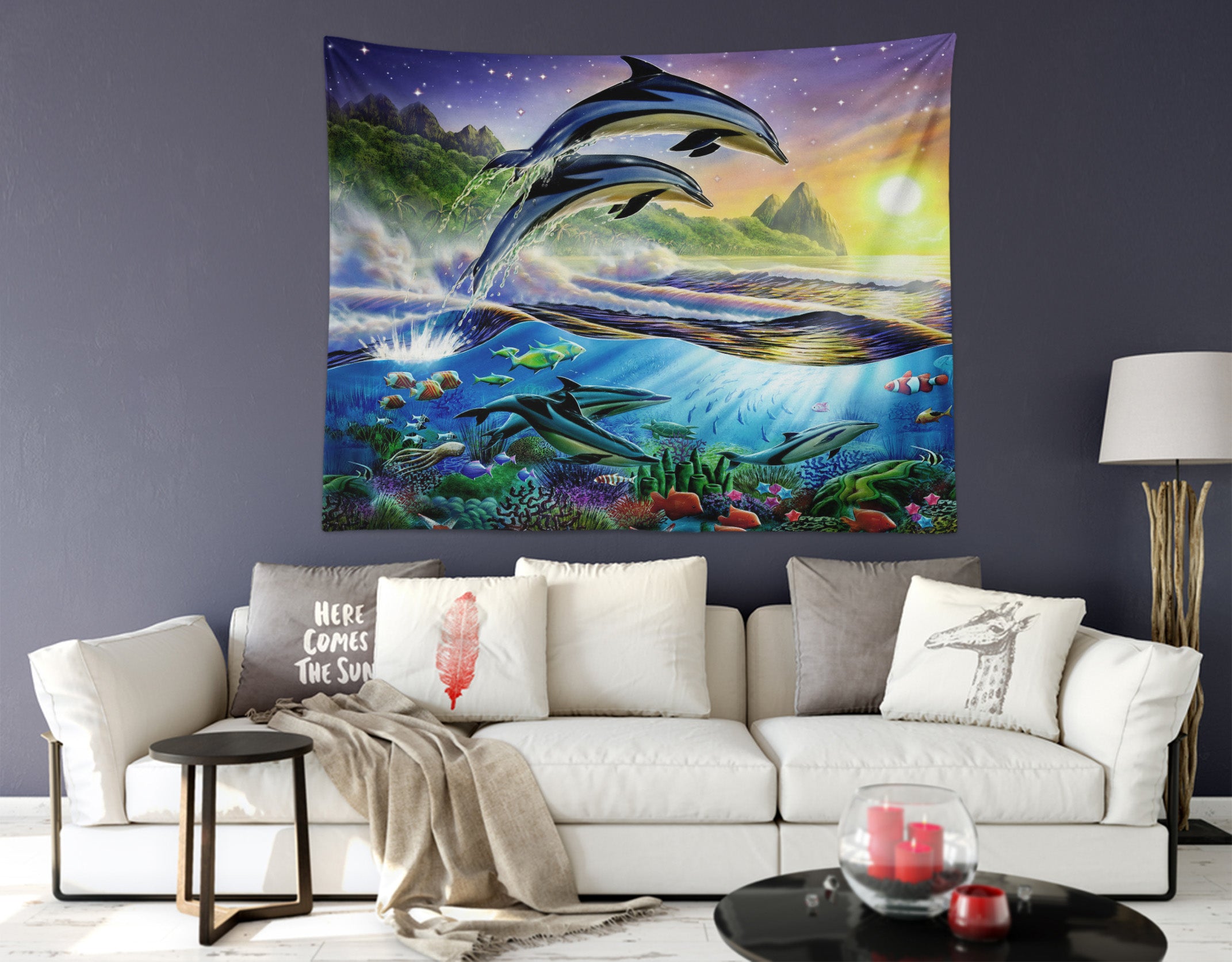 3D Marine Dolphin 106 Adrian Chesterman Tapestry Hanging Cloth Hang