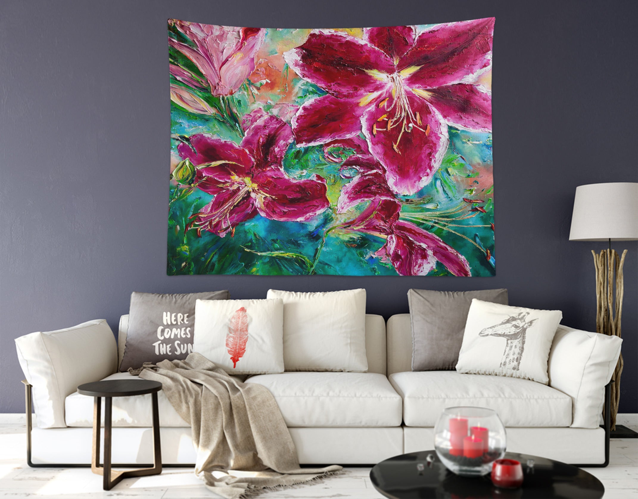 3D Red Flowers 3490 Skromova Marina Tapestry Hanging Cloth Hang