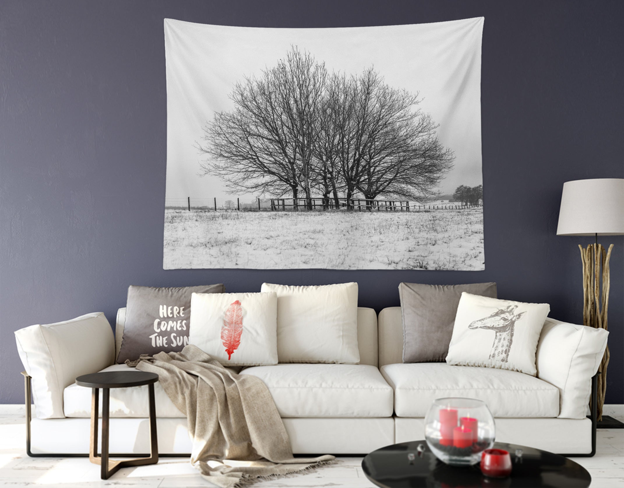 3D Grey Dead Trees 116130 Assaf Frank Tapestry Hanging Cloth Hang