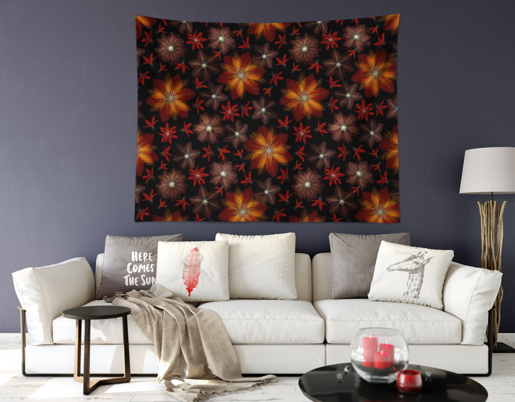 3D Red Pattern 116169 Assaf Frank Tapestry Hanging Cloth Hang