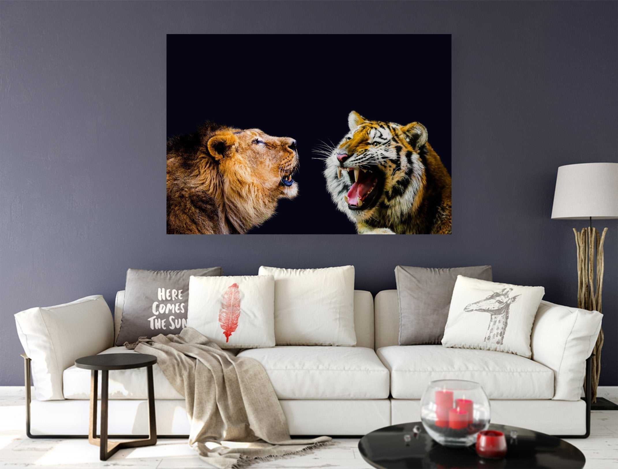 3D Lion Tiger Head 27 Animal Wall Stickers Wallpaper AJ Wallpaper 2 