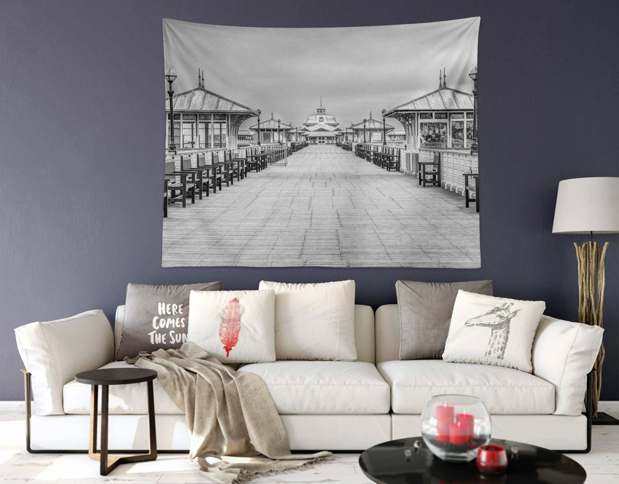 3D Grey Road 11676 Assaf Frank Tapestry Hanging Cloth Hang
