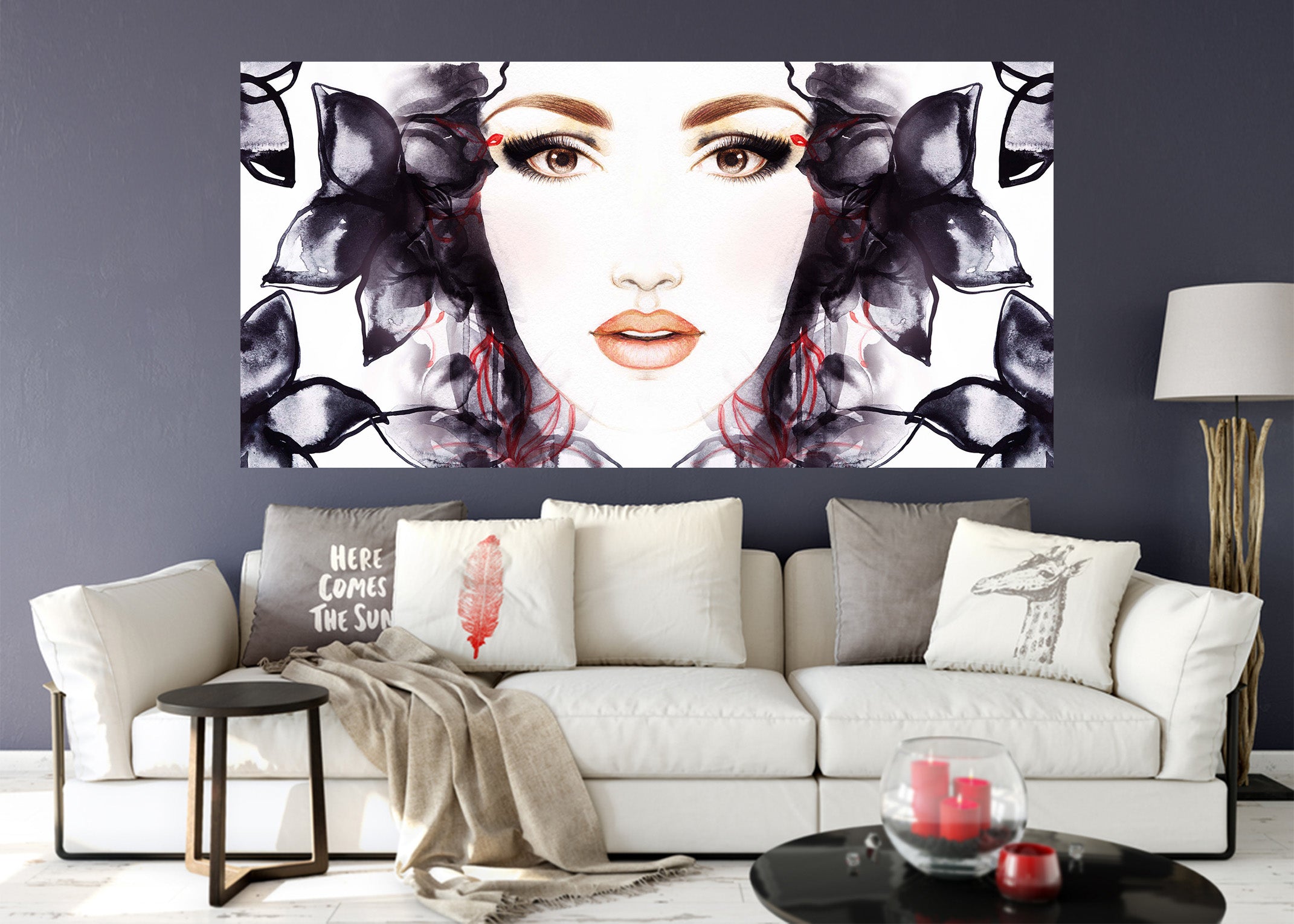 3D Black Flower Woman 1020 Wall Sticker