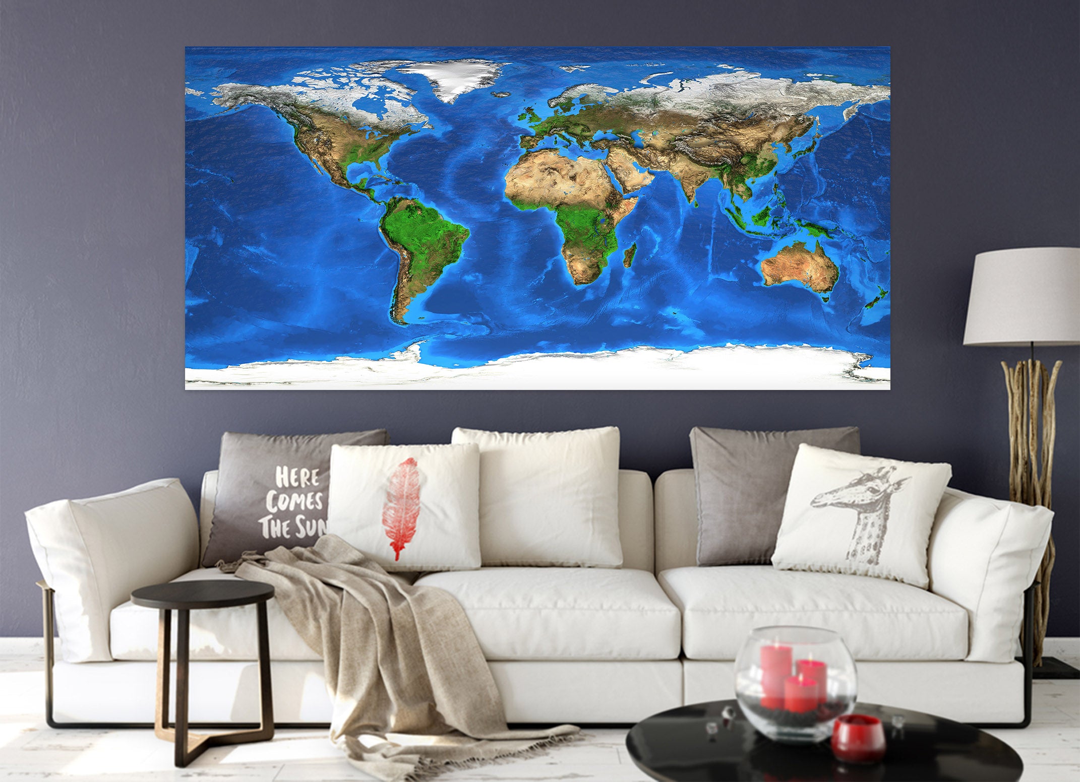 3D Green Island 238 World Map Wall Sticker