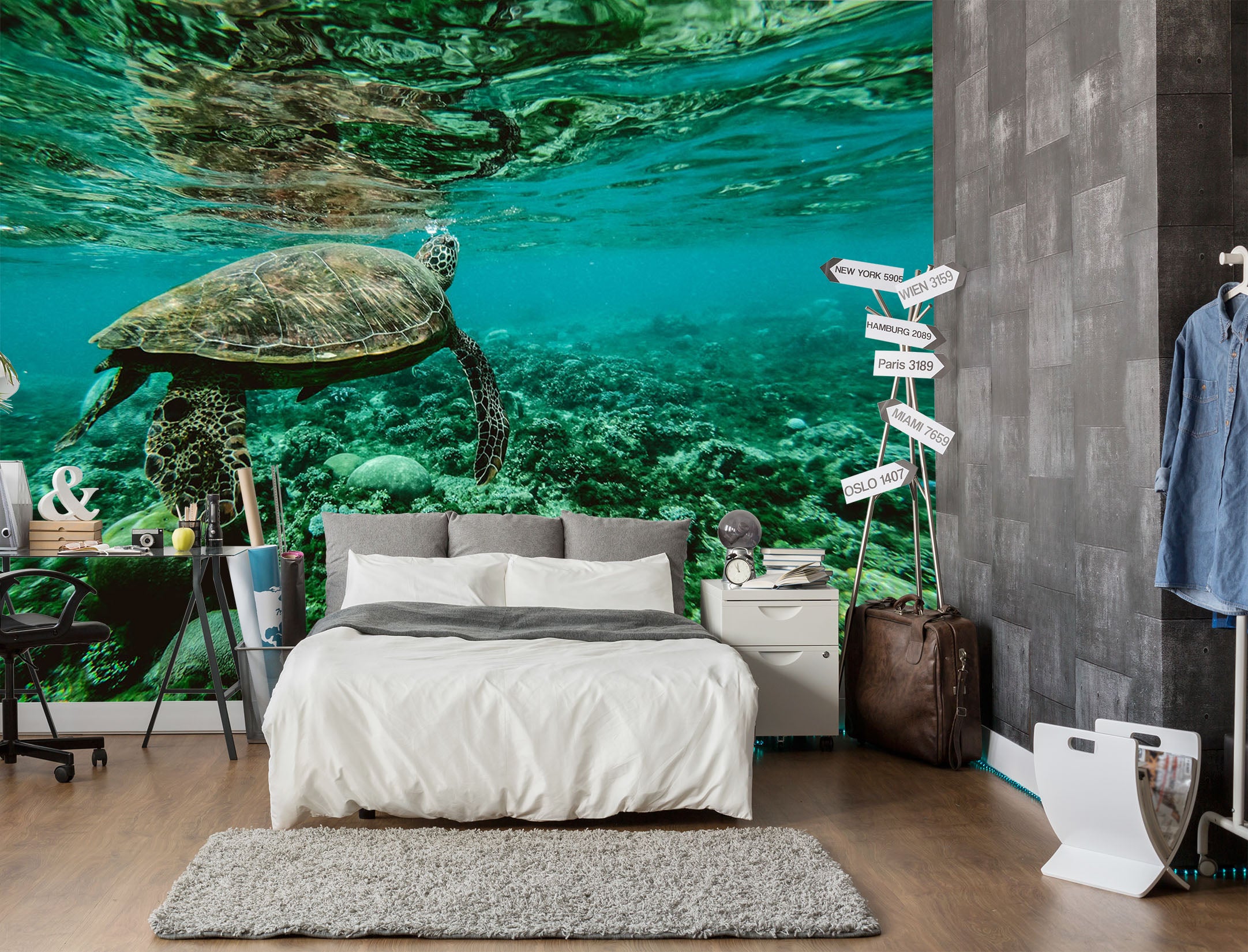 3D Green Turtle 215 Wall Murals