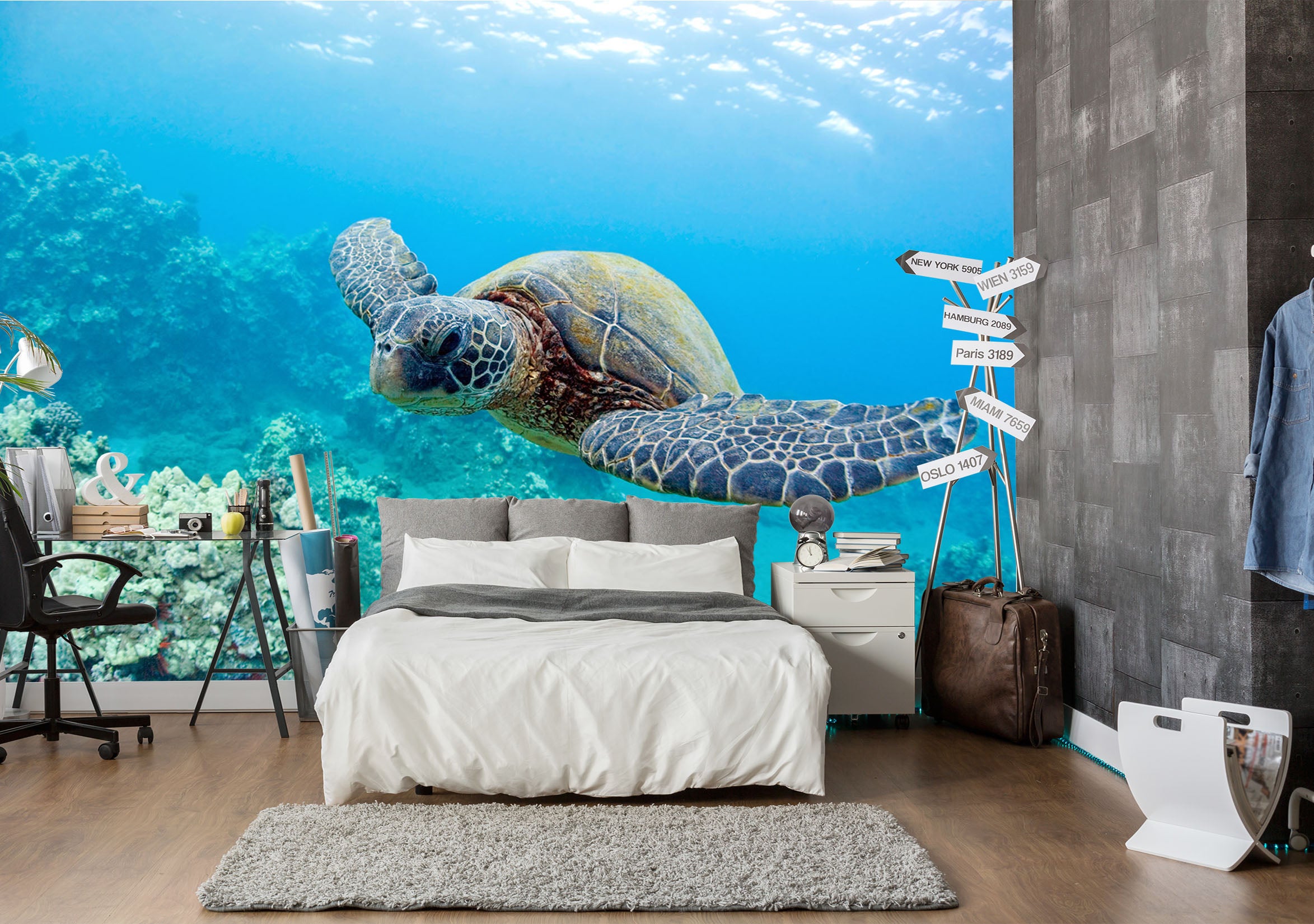 3D Sea Turtle 122 Wall Murals