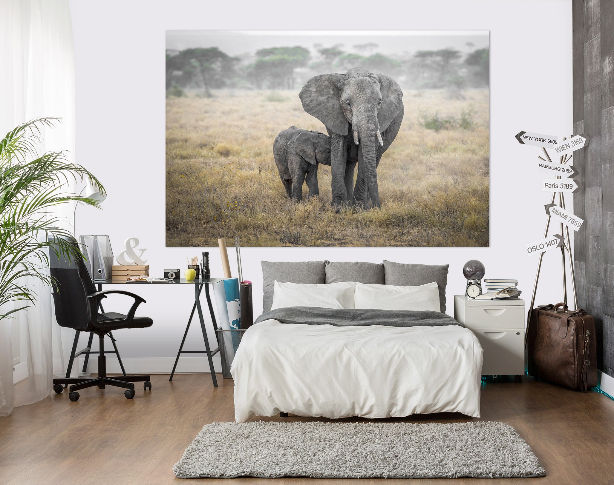 3D Two Elephants 157 Marco Carmassi Wall Sticker