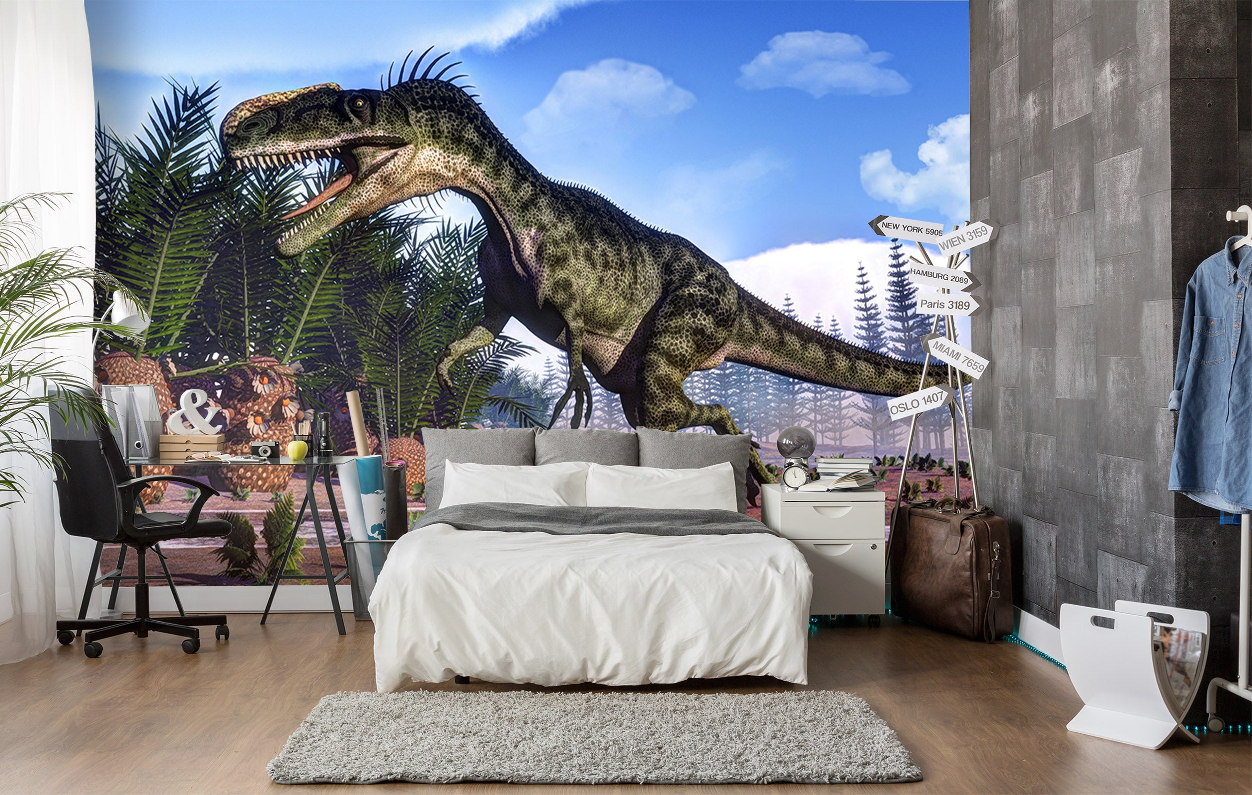 3D Forest Tyrannosaurus 1544 Wall Murals