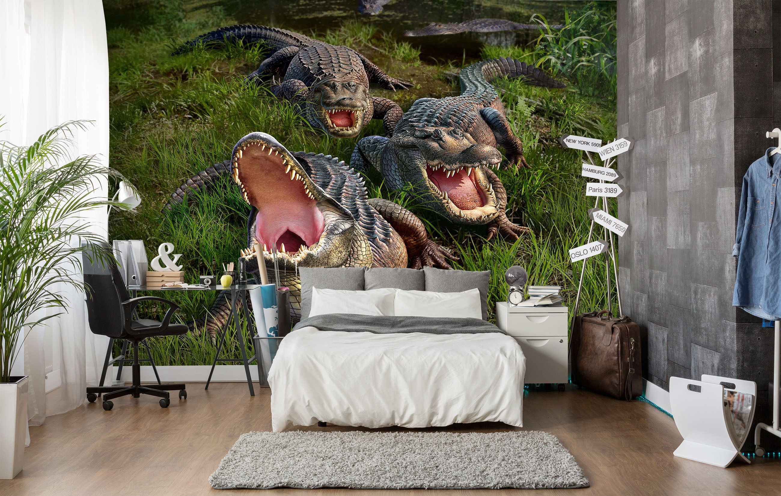 3D Crocodile 100 Jerry LoFaro Wall Mural Wall Murals