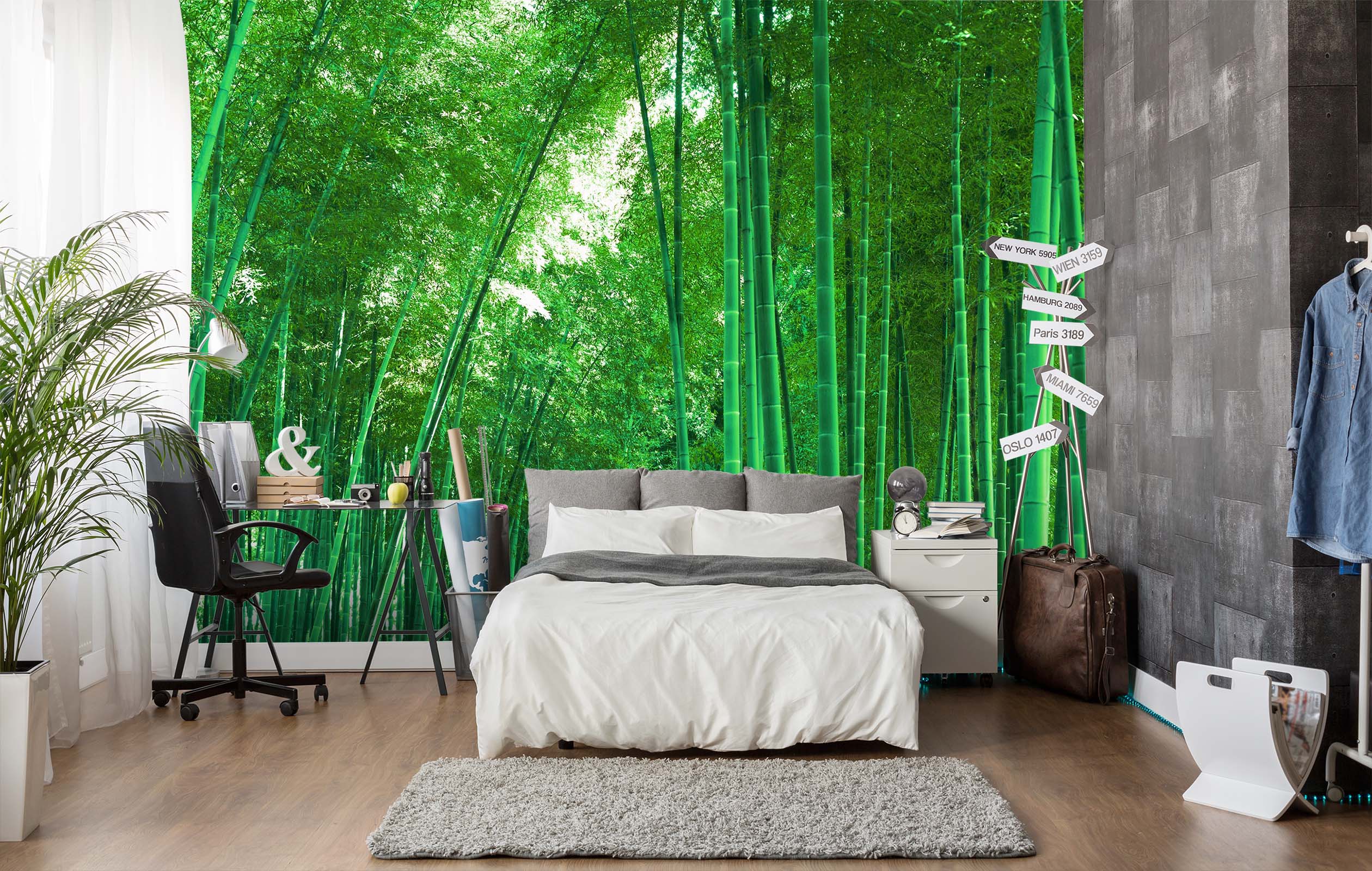 3D Green Bamboo Forest 046 Wall Murals