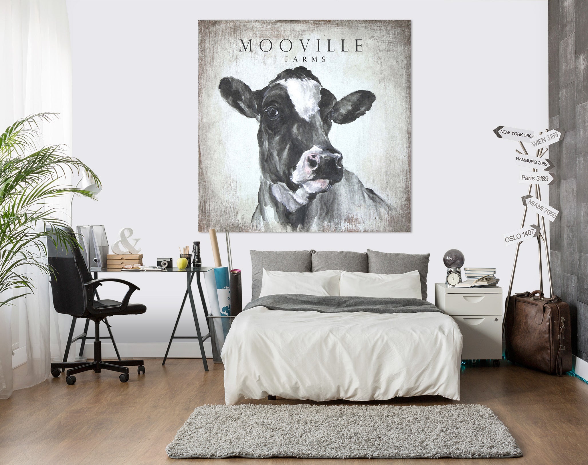 3D Sketch Cow 009 Debi Coules Wall Sticker