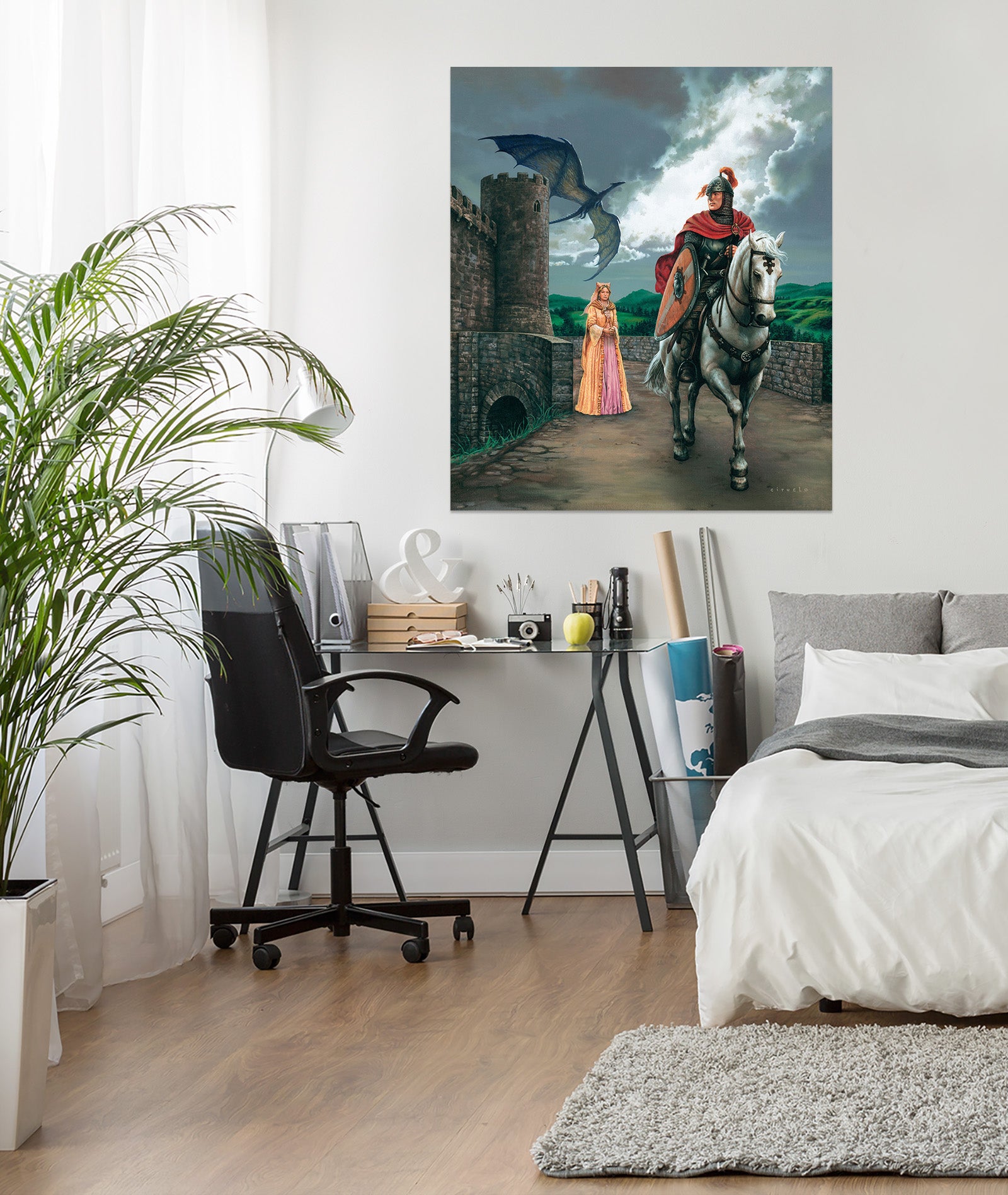 3D Dragon Knight Princess 8097 Ciruelo Wall Sticker