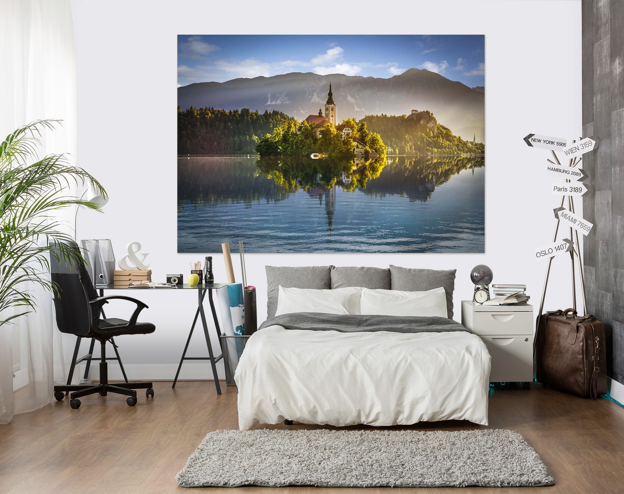 3D Forest Lake 113 Marco Carmassi Wall Sticker