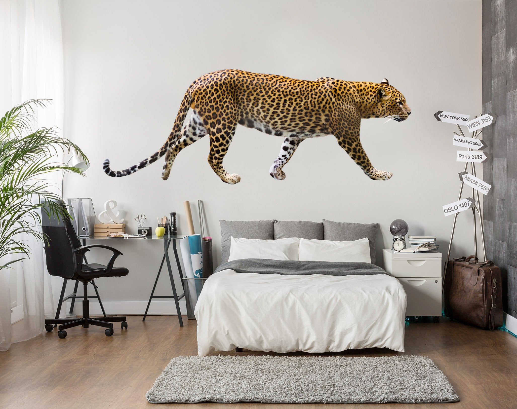 3D Leopard Looking For Prey 128 Animals Wall Stickers Wallpaper AJ Wallpaper 