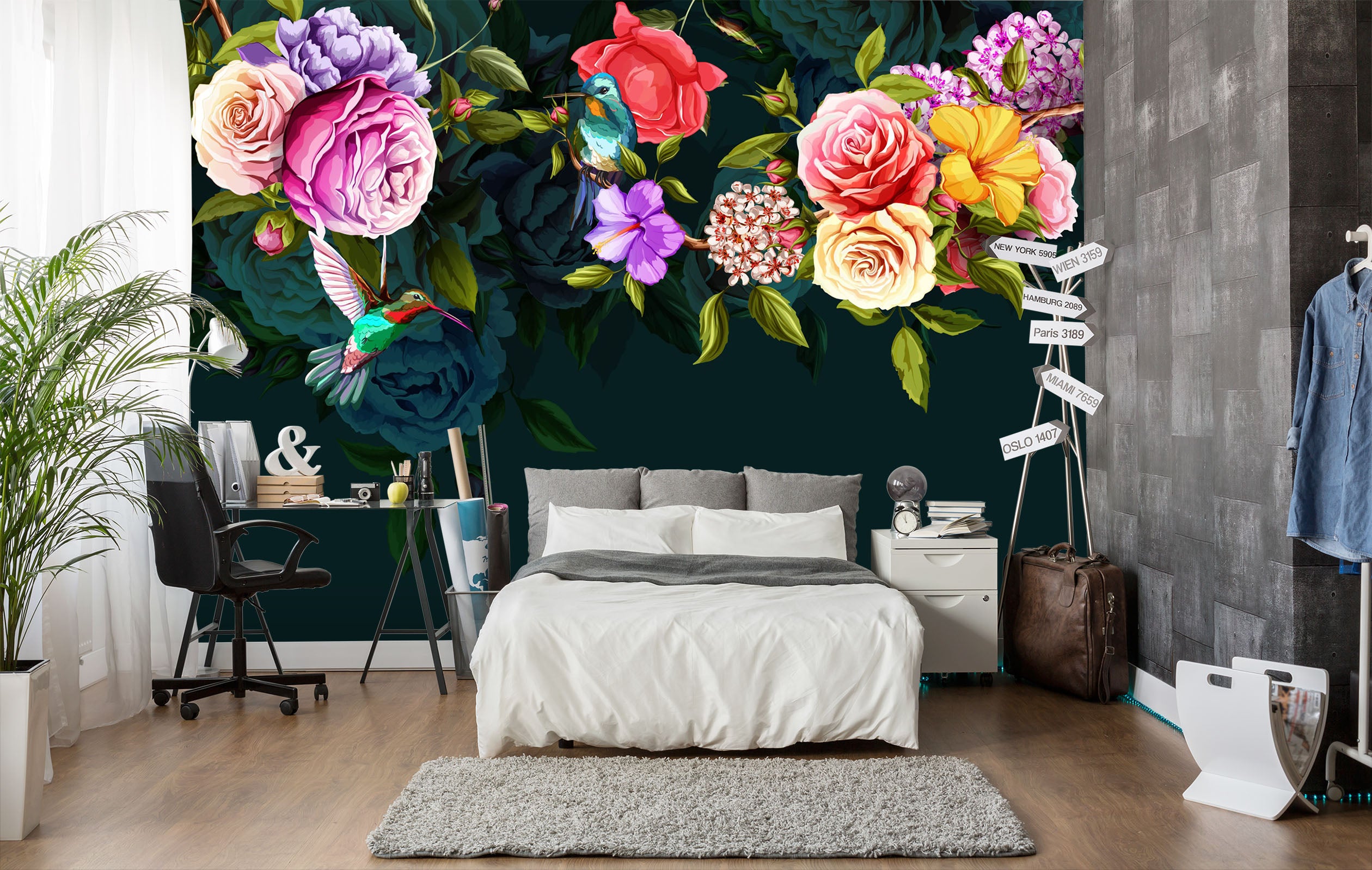 3D Colored Flowers 1613 Wall Murals