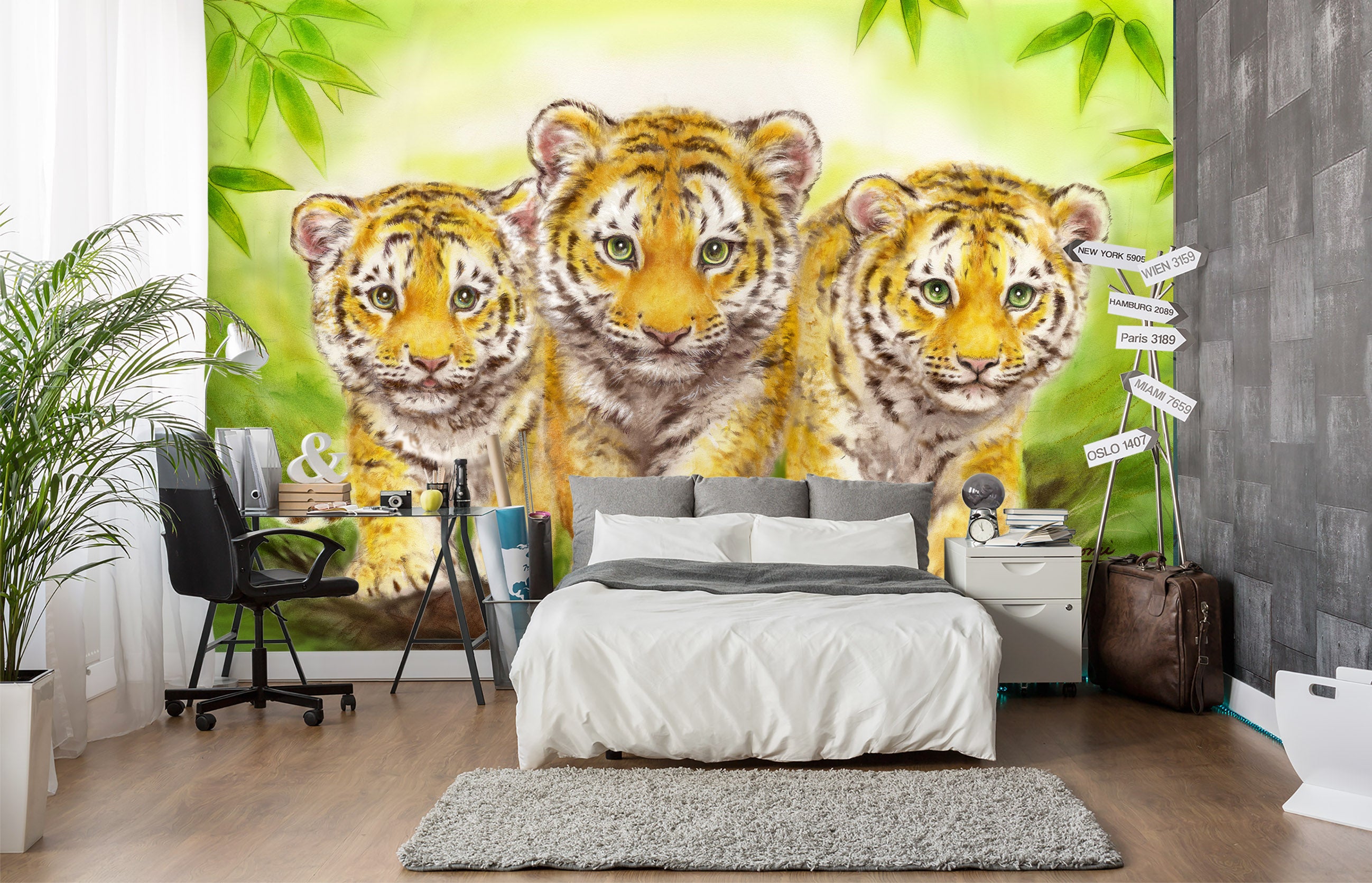 3D Hand Drawn Tiger 5439 Kayomi Harai Wall Mural Wall Murals