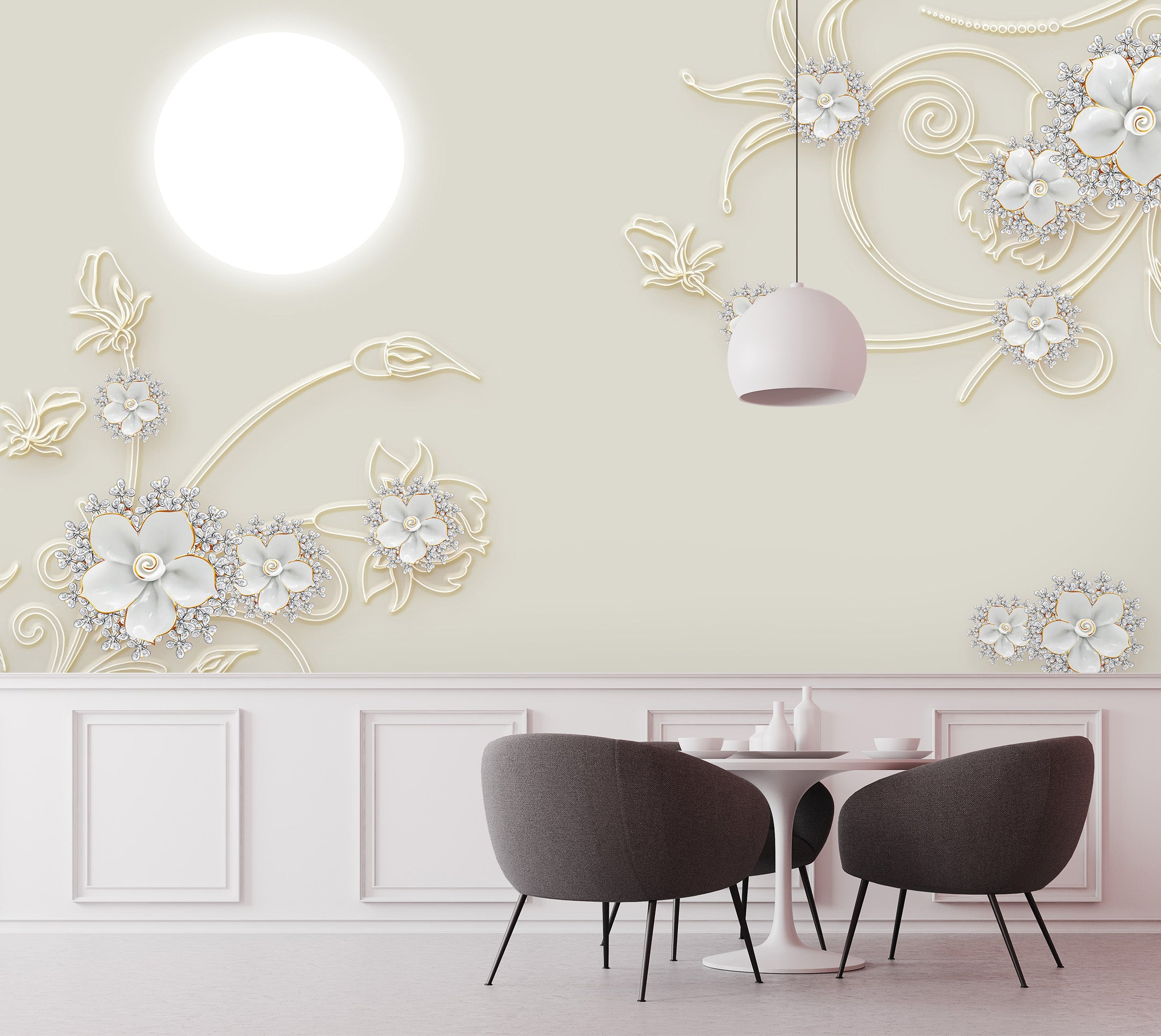 3D Moon Flower 1592 Wall Murals