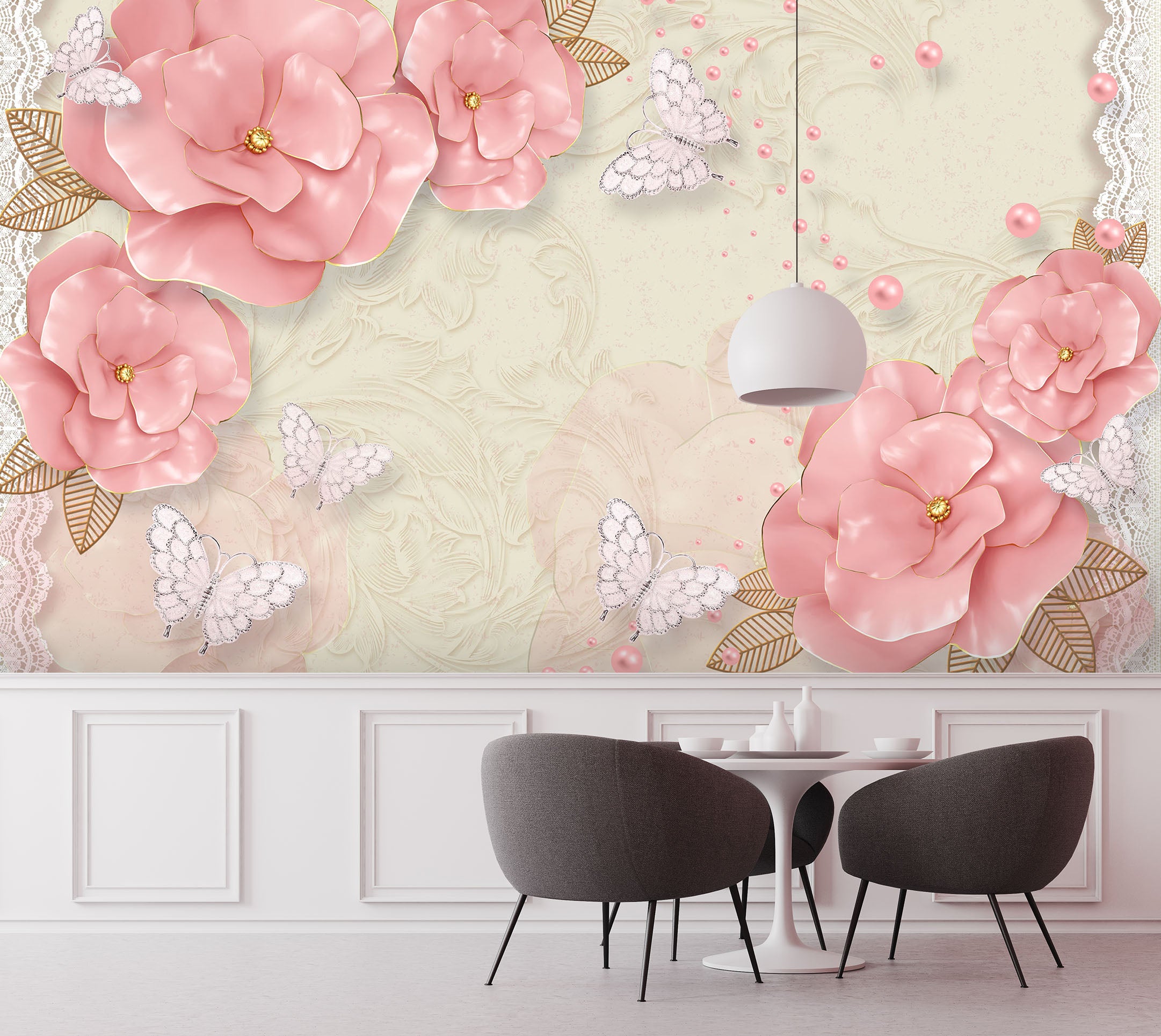 3D Pink Flowers 1467 Wall Murals