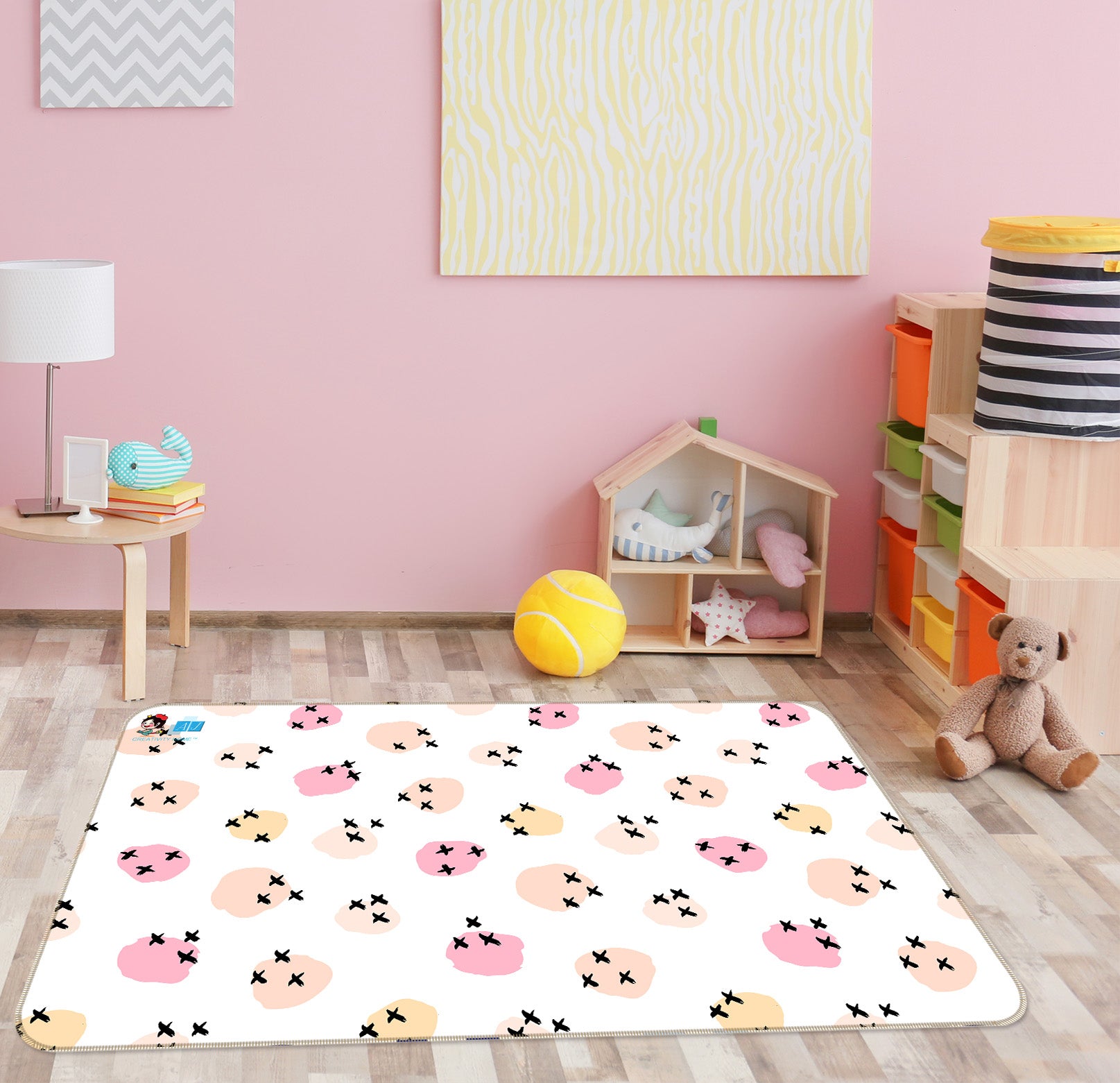 3D Pink Polka Dots 107140 Kashmira Jayaprakash Rug Non Slip Rug Mat