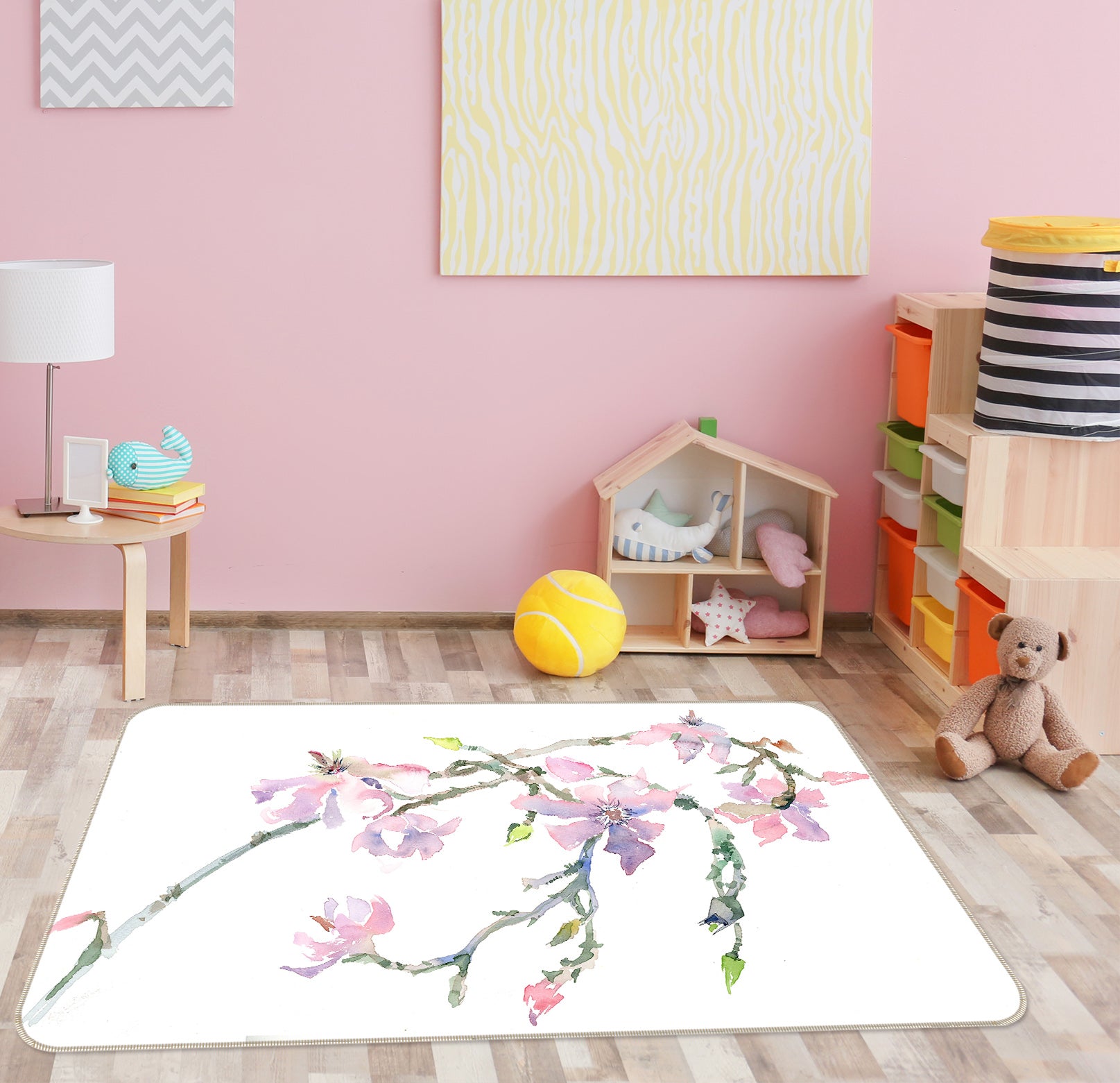 3D Peach Blossom 1006 Anne Farrall Doyle Rug Non Slip Rug Mat